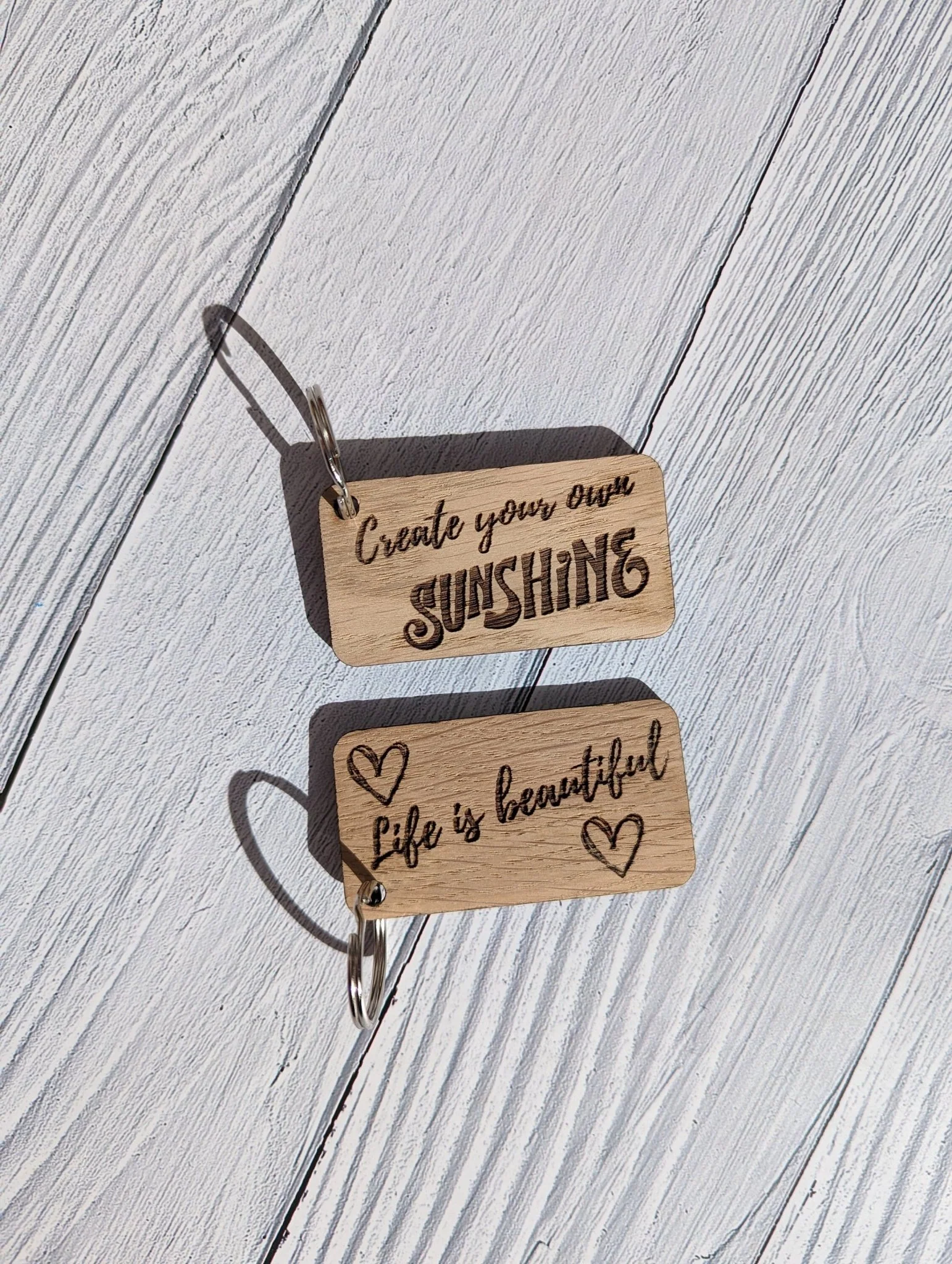 Uplifting Keyrings - "Create Your Own Sunshine" or "Life is Beautiful" - Image 3