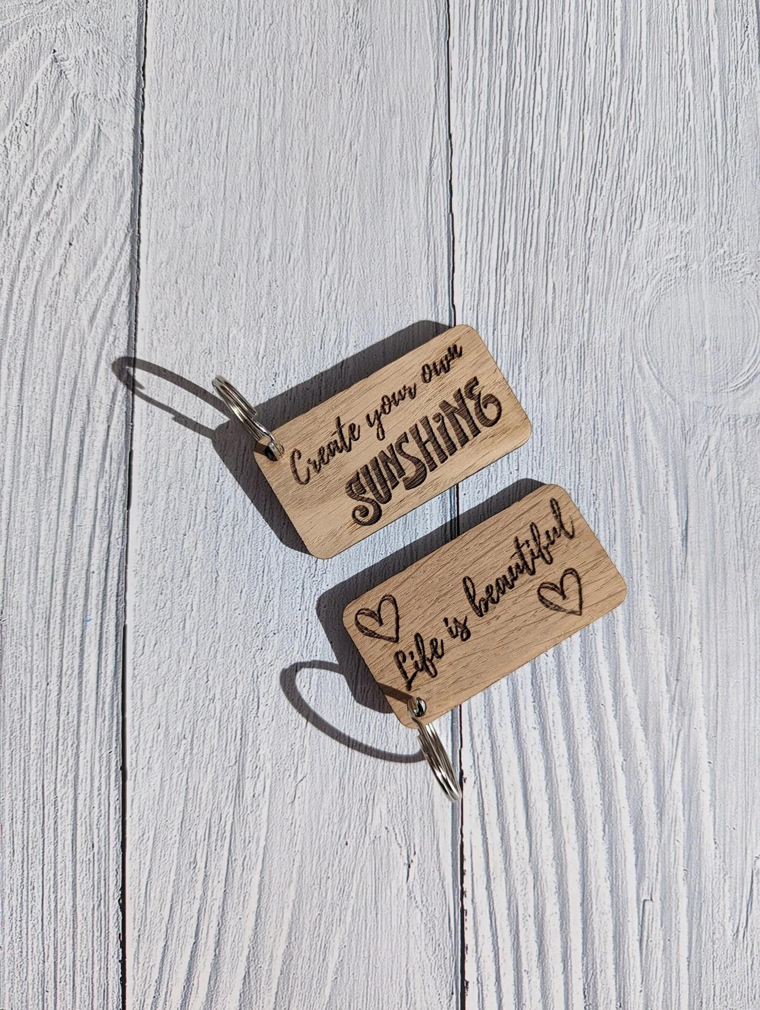 Uplifting Keyrings - "Create Your Own Sunshine" or "Life is Beautiful" - Image 4