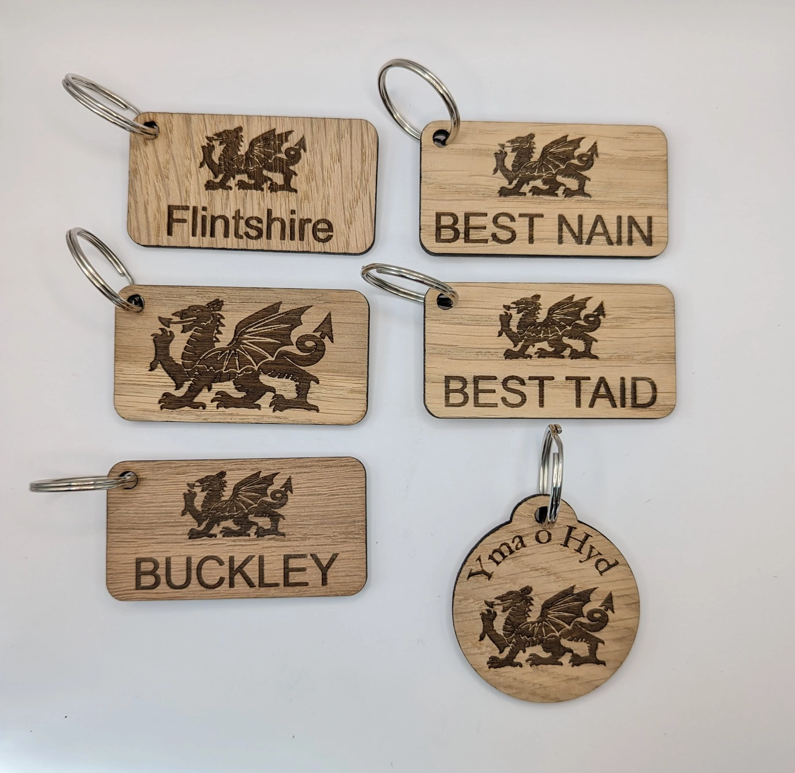 Personalised Patriotic Welsh Keyrings with Welsh Dragon and Phrases - Image 11