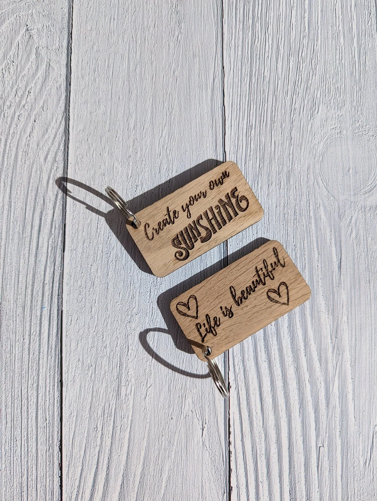 Uplifting Keyrings - 'Create Your Own Sunshine' or 'Life is Beautiful' - Image 4