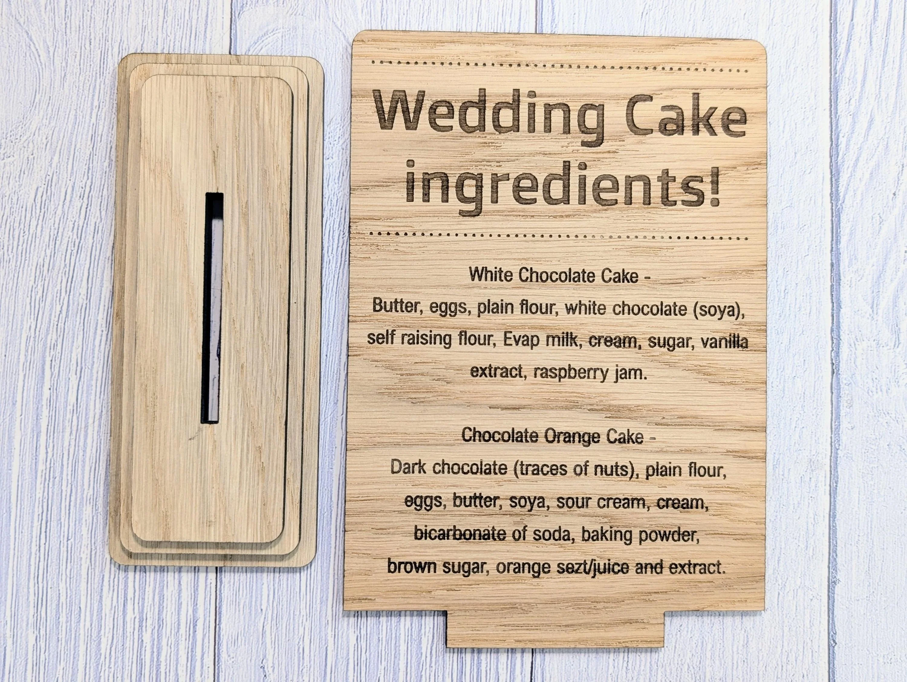 Wedding Cake Food Allergy Sign – Custom Engraved Personalised Wooden Safety Notice, Catering, Baking, Intolerance & Coeliac Info for Events - Image 7