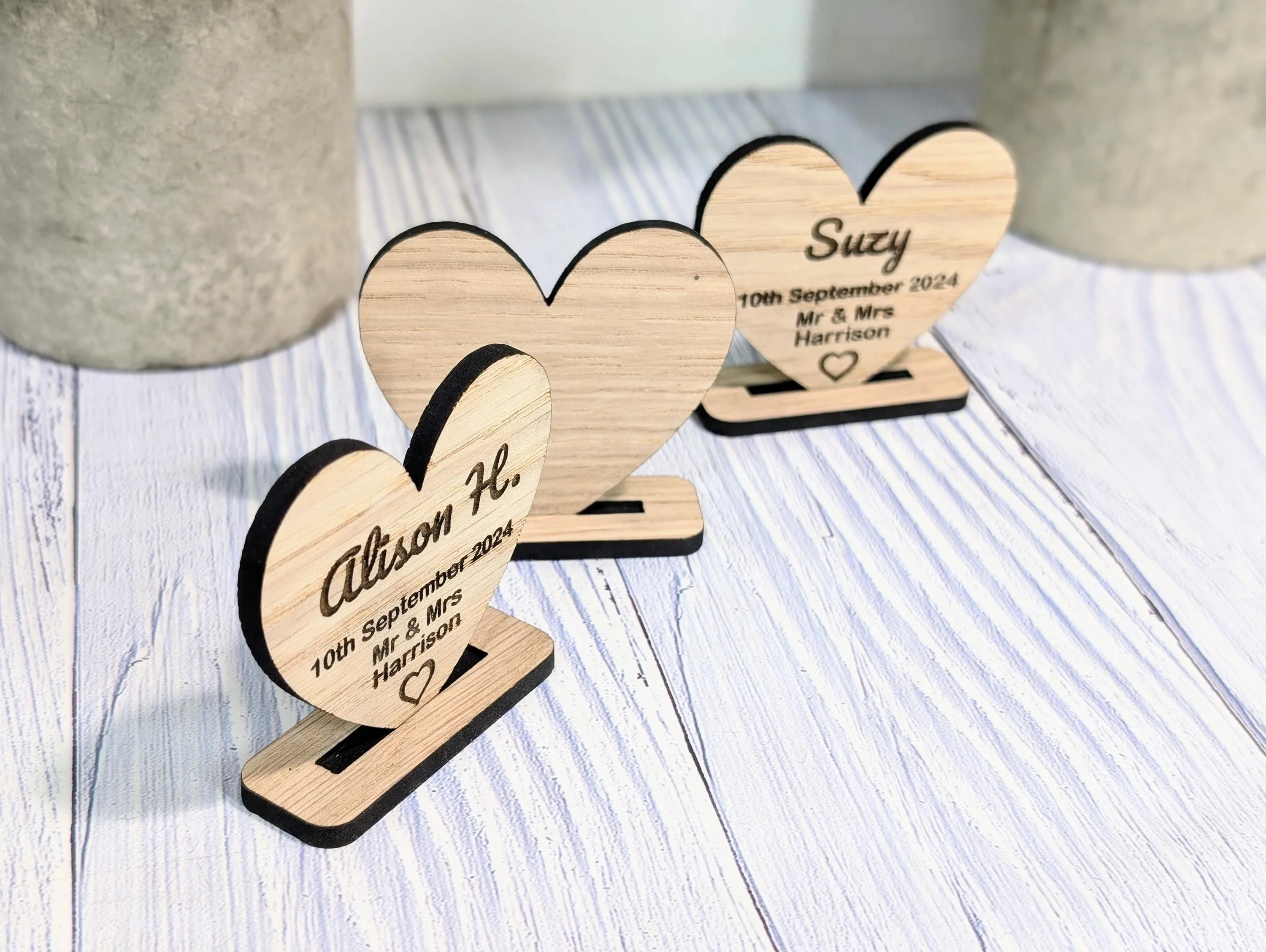 Wedding Wooden Name Place Cards, Personalised | Custom Place Name Hearts | Freestanding Table Cards | Place Setting | Wedding Favours - Image 6