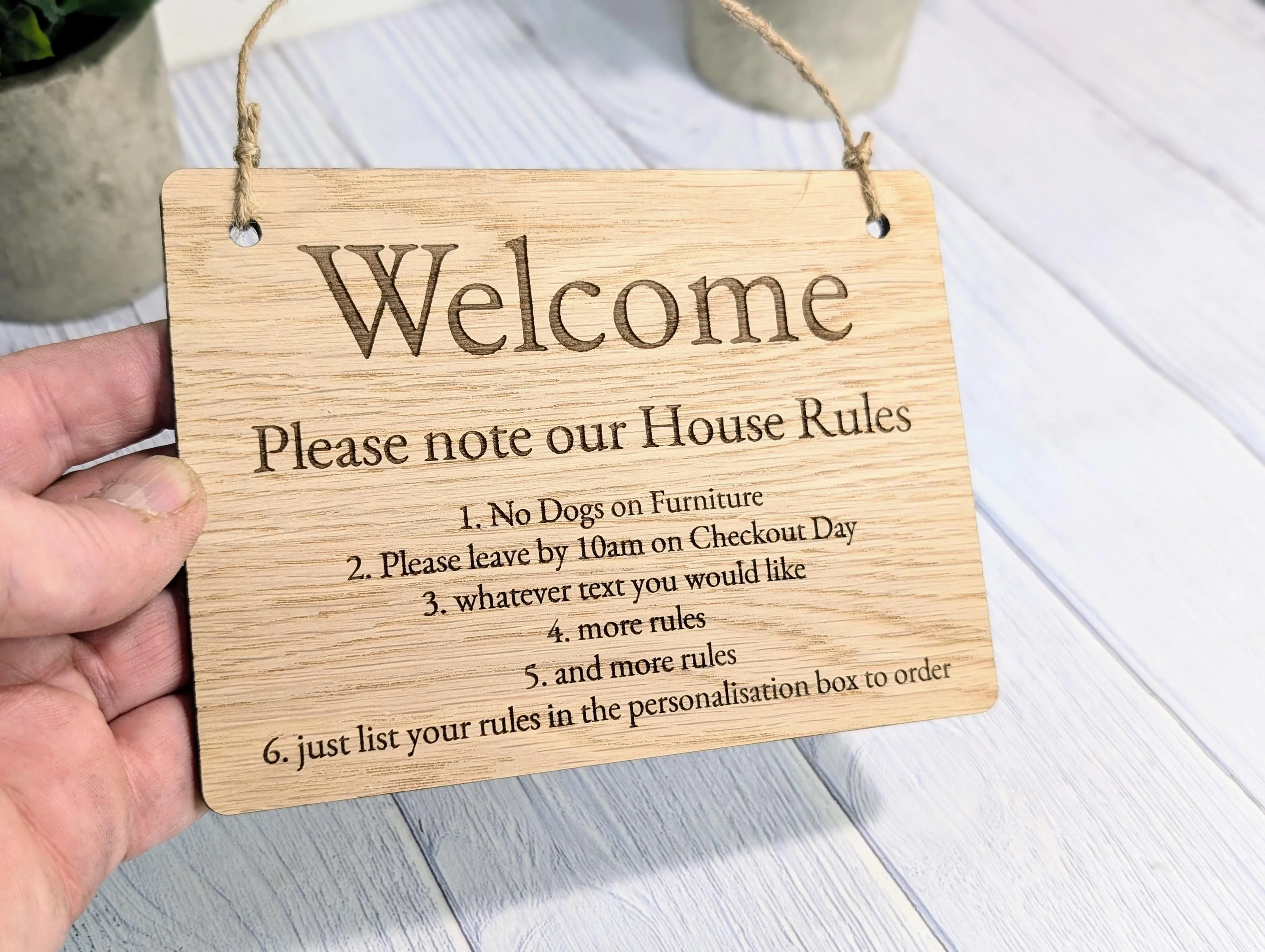 Welcome - Please Note Our House Rules Sign | Personalised Wooden Door Sign | Custom Airbnb & Home Rules | Oak Checkout, Pet, Bin Signage - Image 8