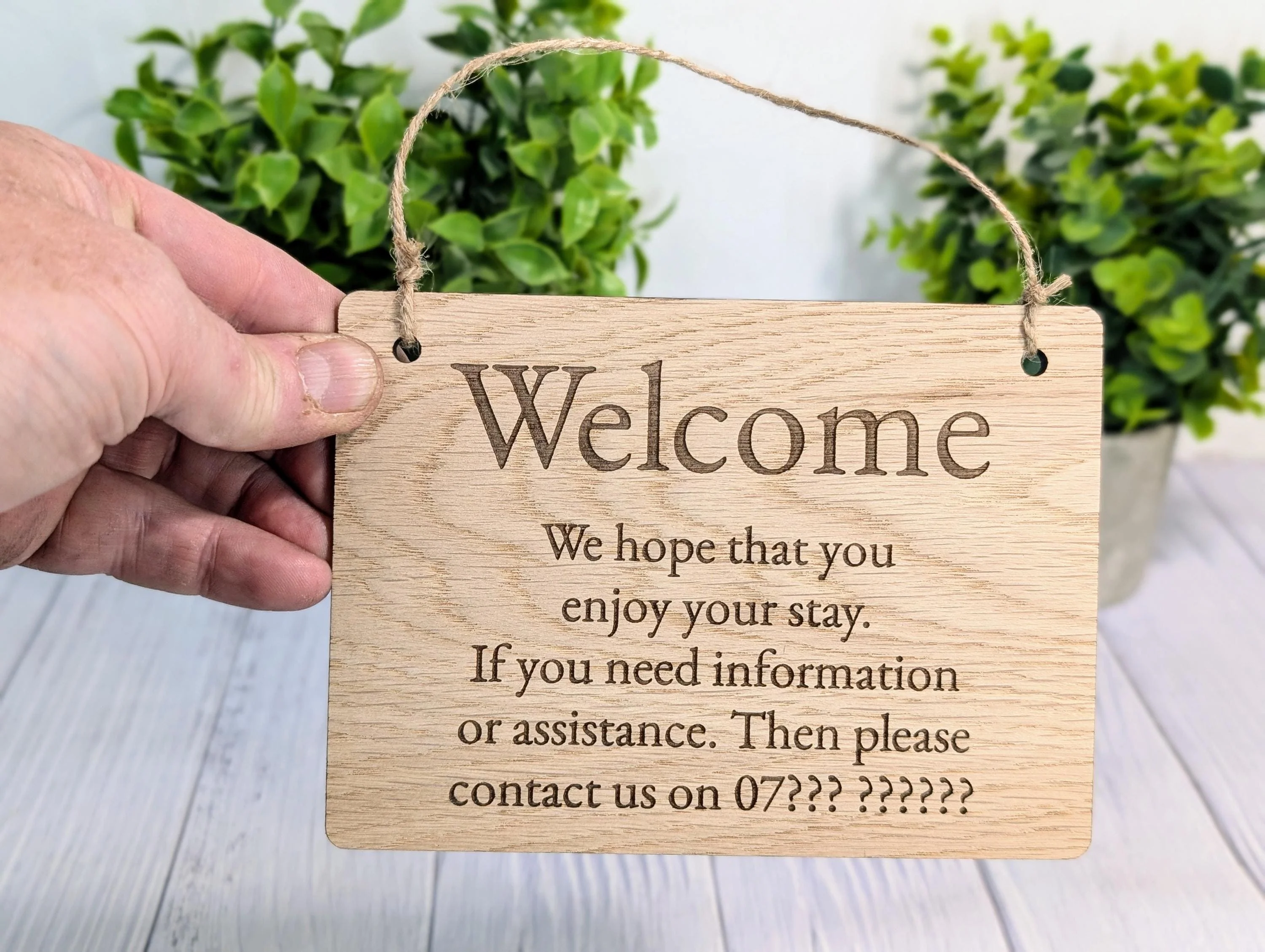 Welcome, We Hope You Enjoy Your Stay | Guest Contact Info Sign | Wooden Airbnb Key Safe Sign | Emergency Contact Details - Image 2