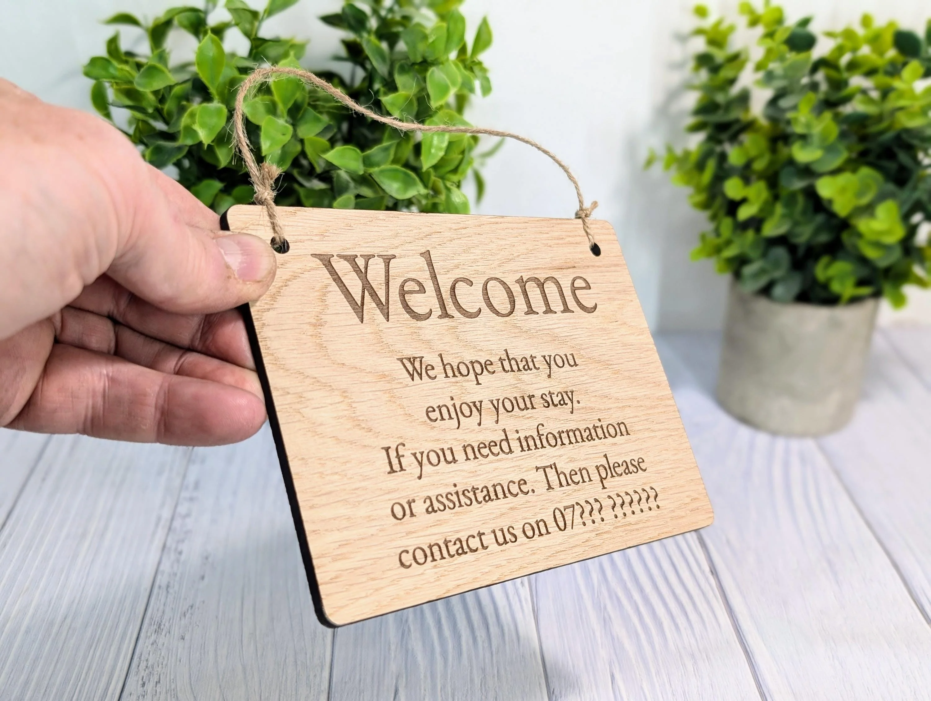 Welcome, We Hope You Enjoy Your Stay | Guest Contact Info Sign | Wooden Airbnb Key Safe Sign | Emergency Contact Details - Image 3