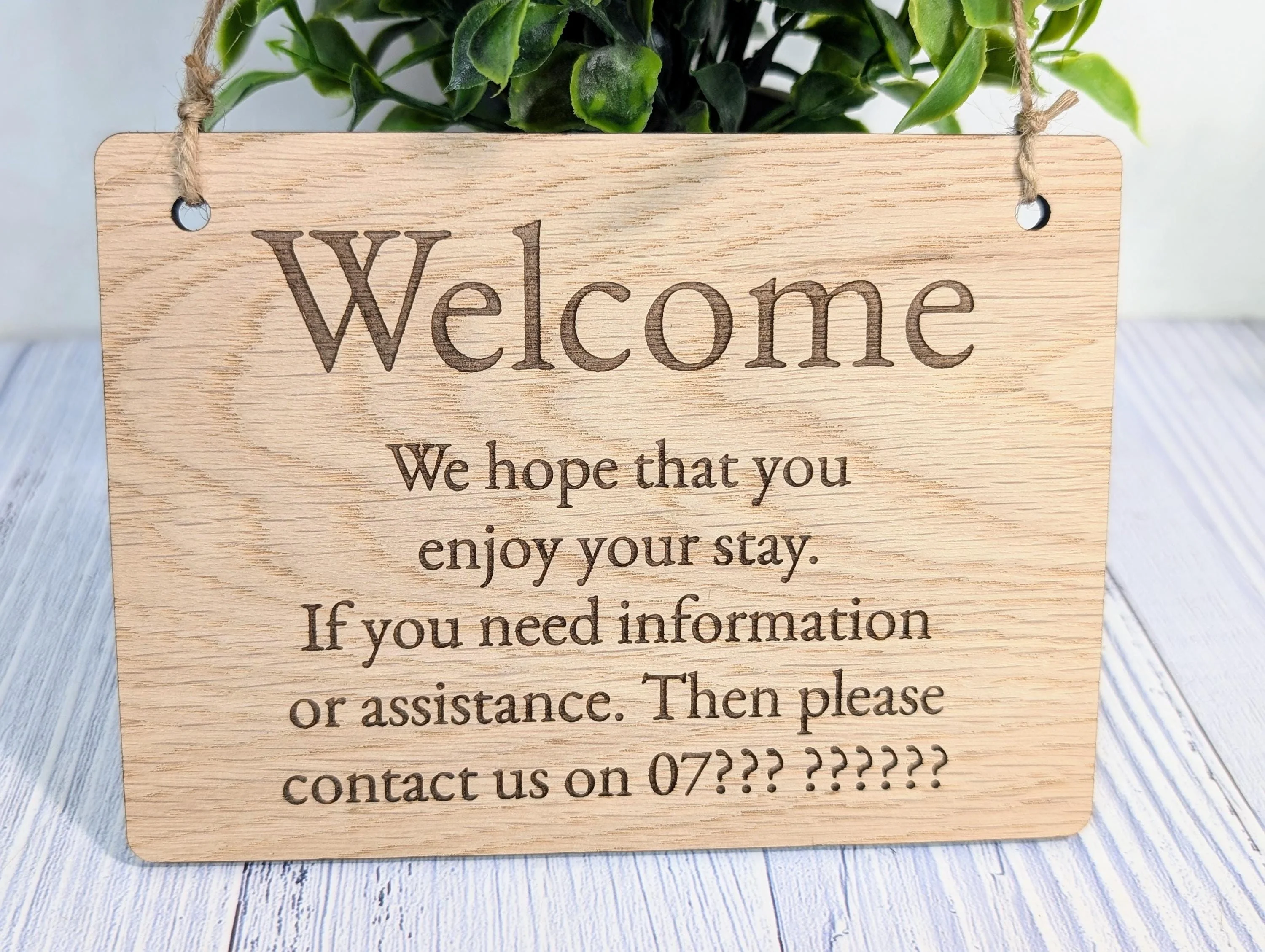 Welcome, We Hope You Enjoy Your Stay | Guest Contact Info Sign | Wooden Airbnb Key Safe Sign | Emergency Contact Details - Image 4