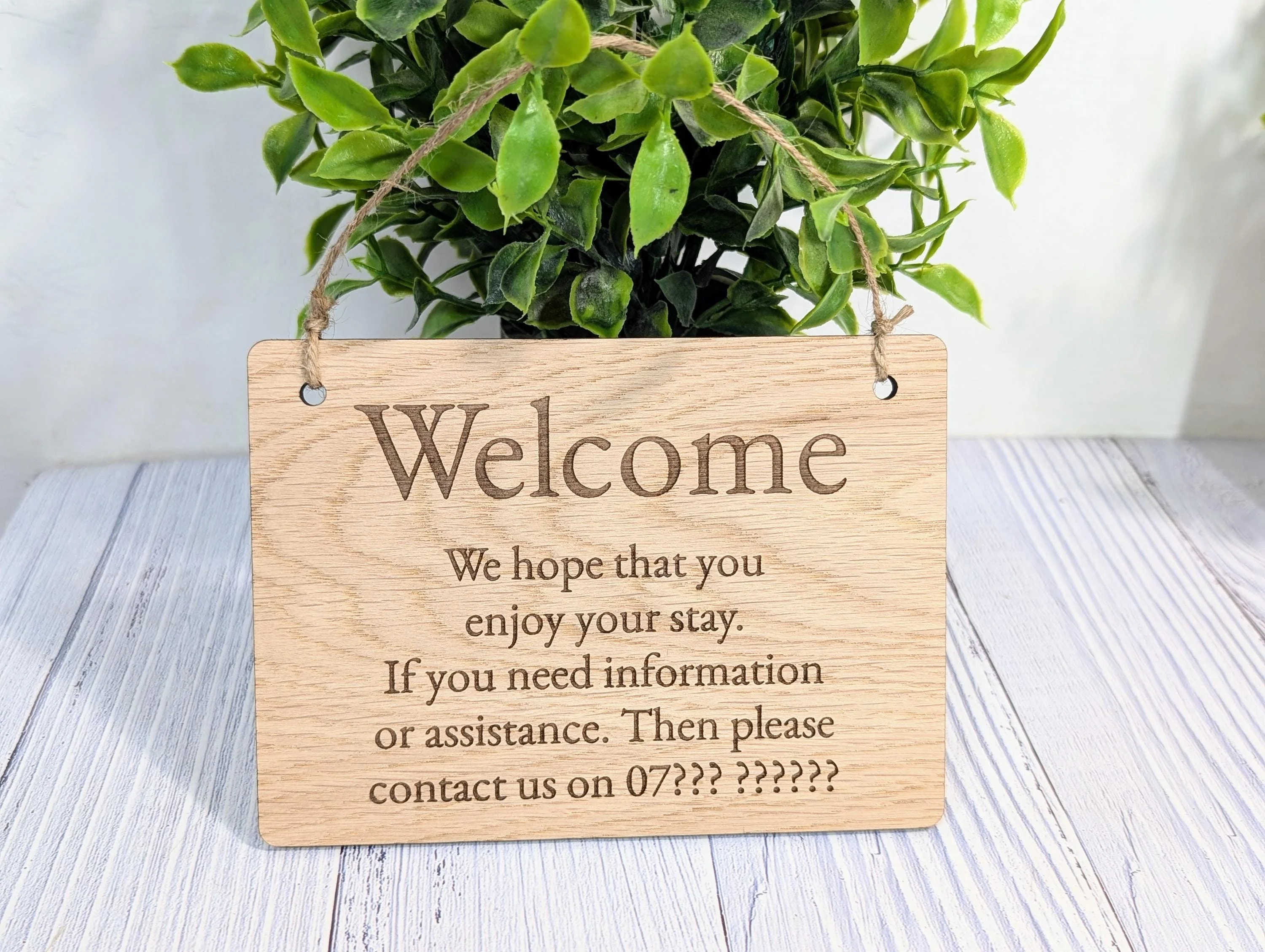 Welcome, We Hope You Enjoy Your Stay | Guest Contact Info Sign | Wooden Airbnb Key Safe Sign | Emergency Contact Details - Image 5
