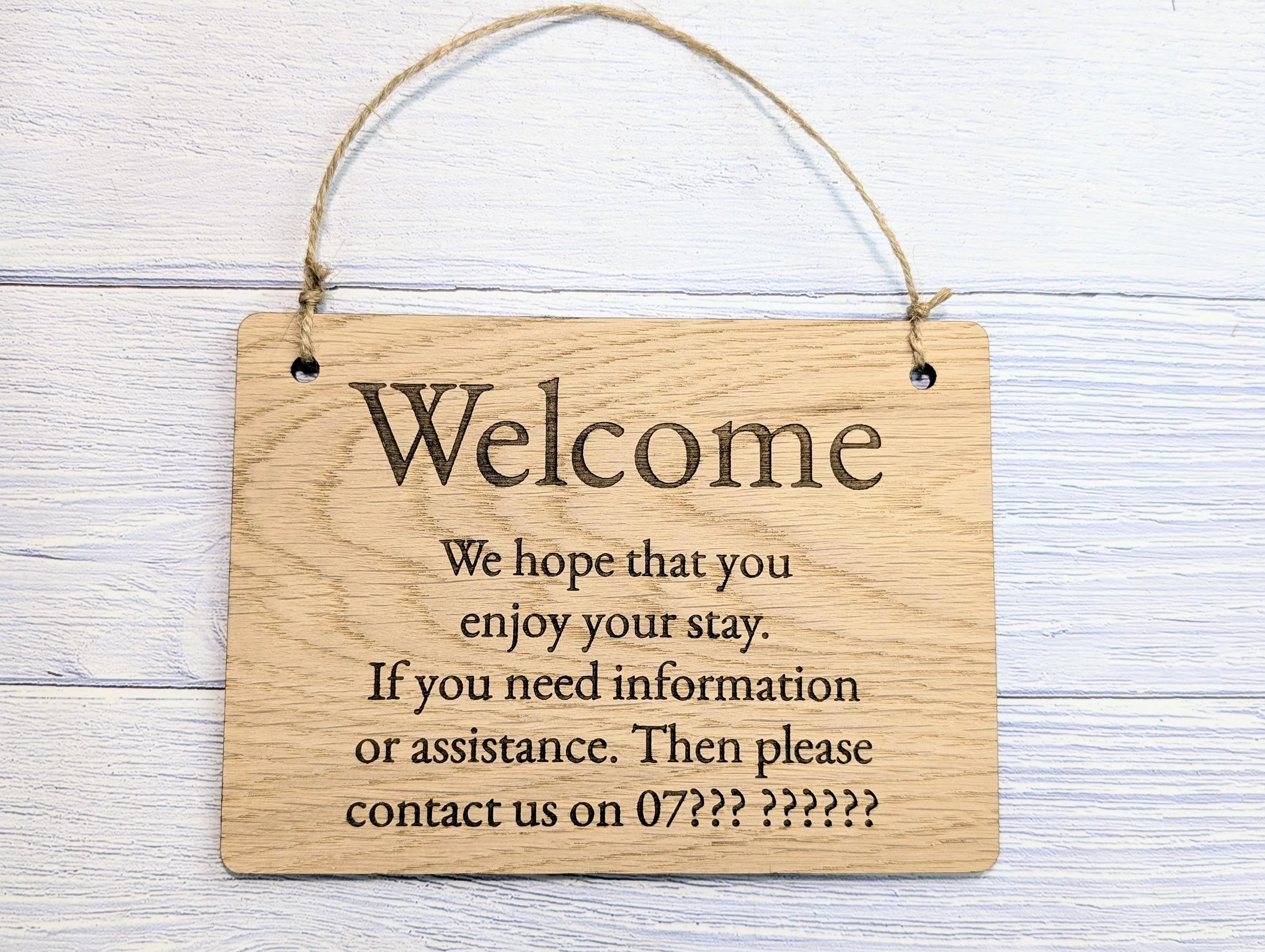Welcome, We Hope You Enjoy Your Stay | Guest Contact Info Sign | Wooden Airbnb Key Safe Sign | Emergency Contact Details - Image 6