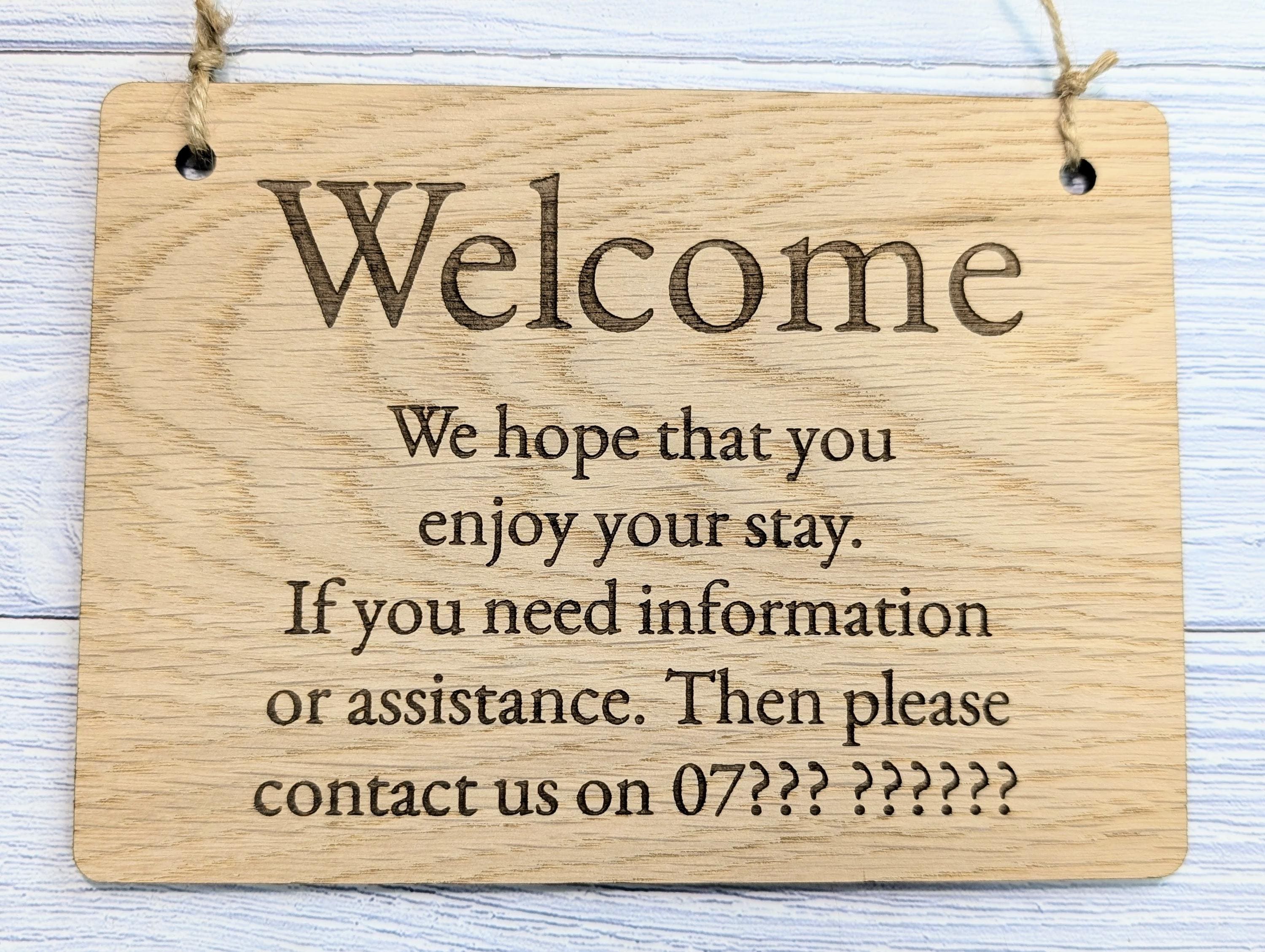 Welcome, We Hope You Enjoy Your Stay | Guest Contact Info Sign | Wooden Airbnb Key Safe Sign | Emergency Contact Details - Image 7