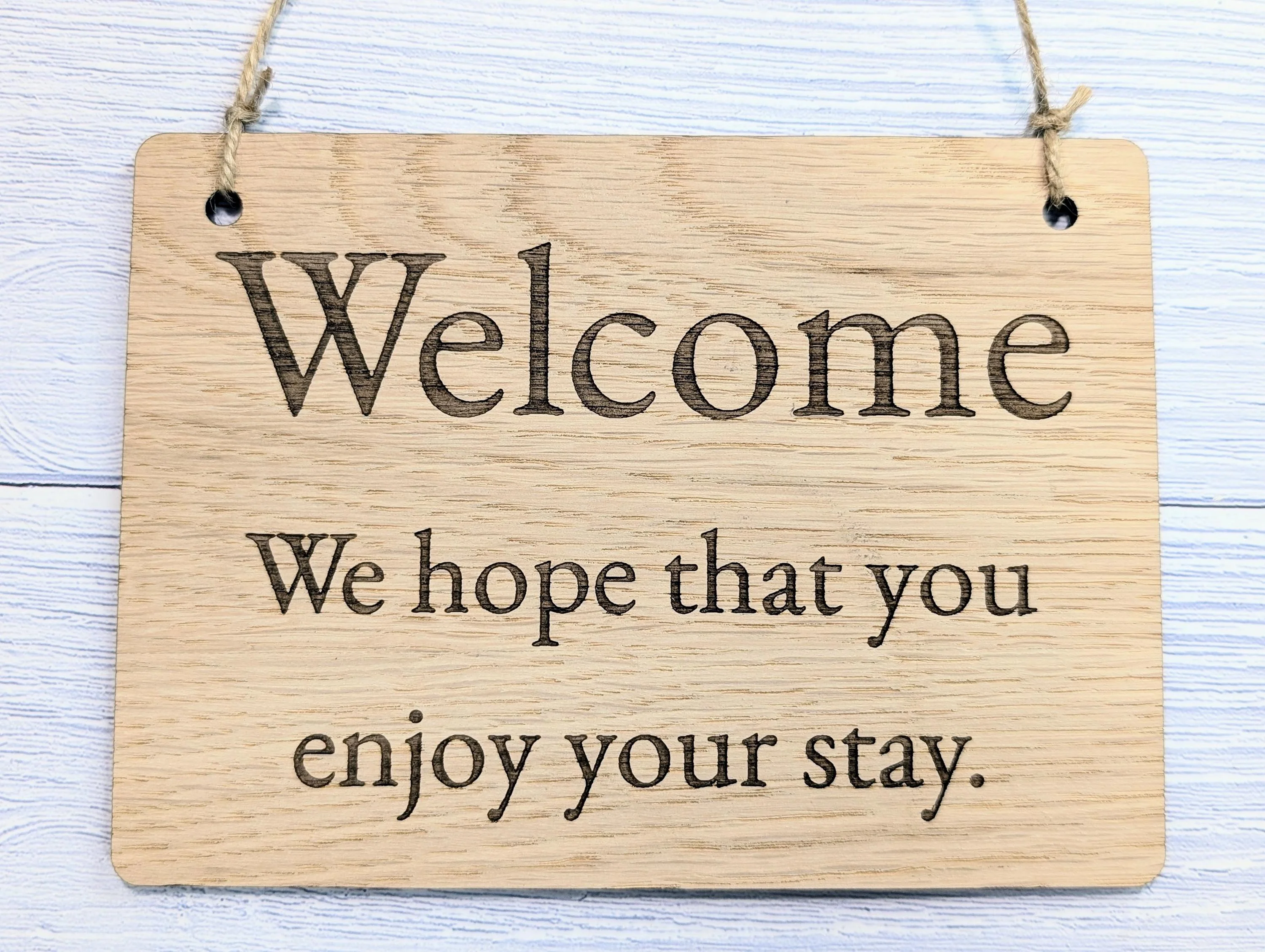 Welcome, We Hope You Enjoy Your Stay | Wooden Airbnb Door Sign | Oak Hospitality Wall Sign | Holiday Cottage | Rental Home - Image 6