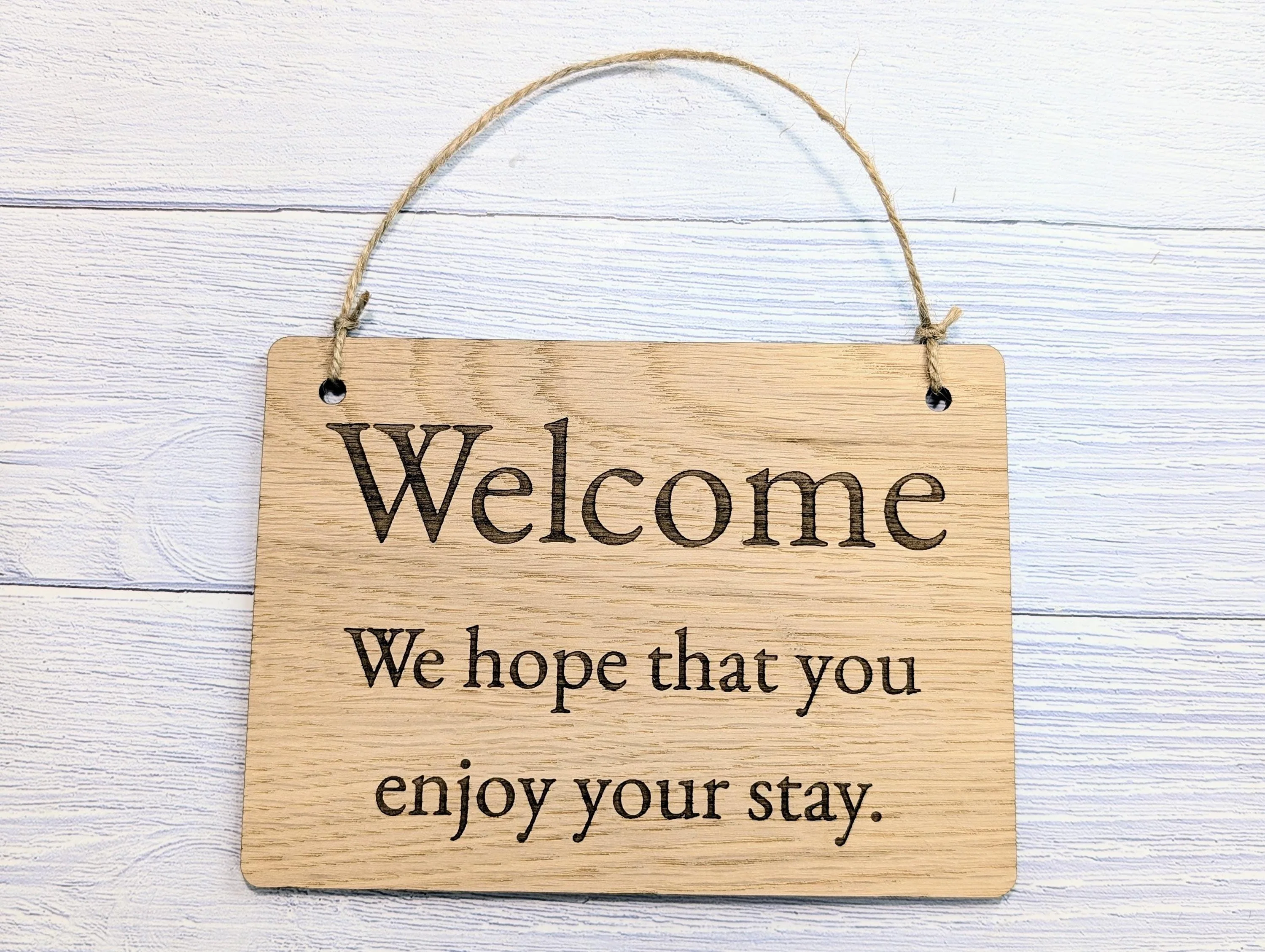 Welcome, We Hope You Enjoy Your Stay | Wooden Airbnb Door Sign | Oak Hospitality Wall Sign | Holiday Cottage | Rental Home - Image 7