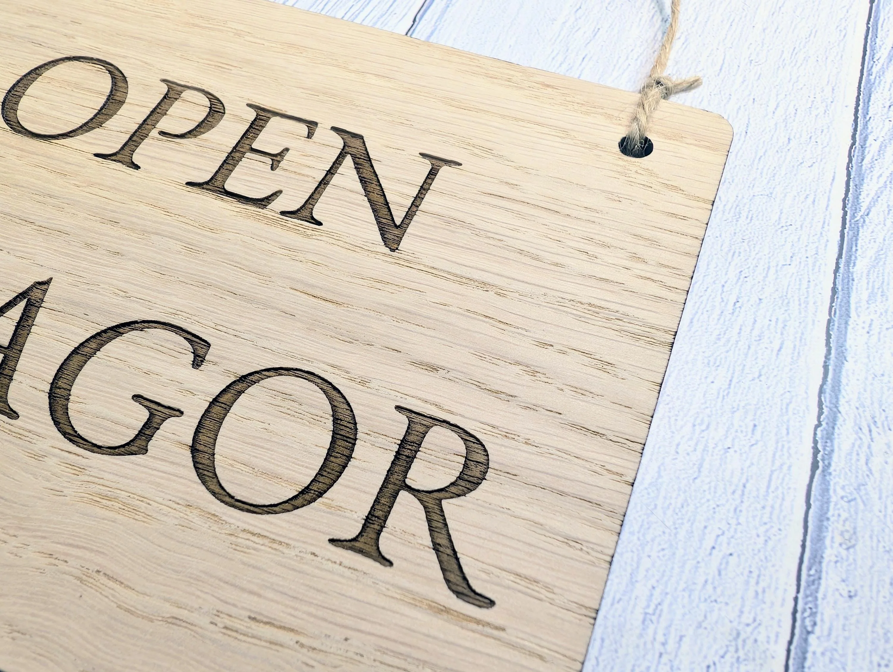 Welsh Bilingual Open Closed Sign – Ar Agor / Ar Gau – Solid Oak Double-Sided Door Sign – Handmade Wooden Shop Plaque from Wales - Image 9