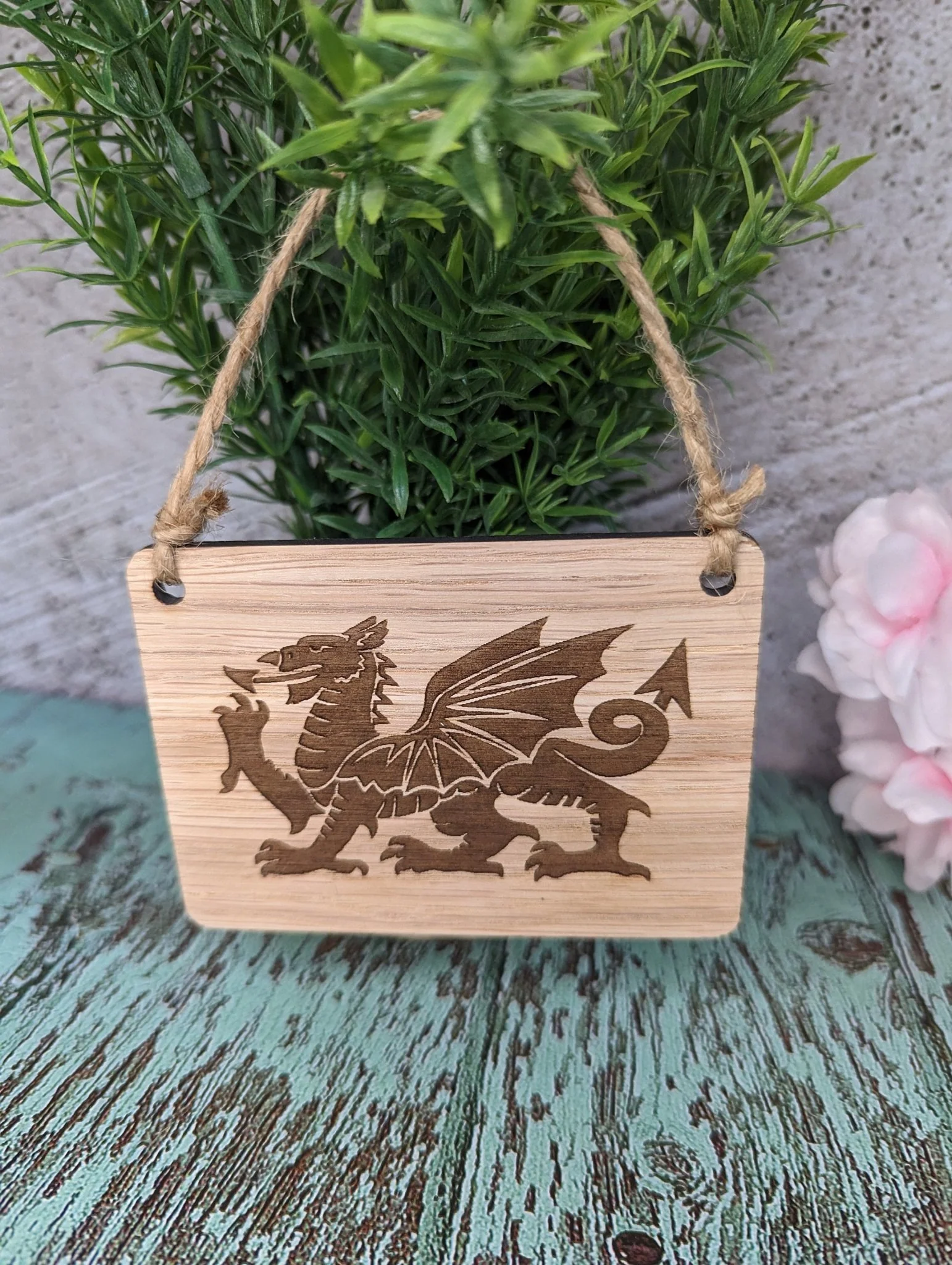 Welsh Dragon Sign | Engraved Welsh Sign | Handcrafted Welsh Wooden Wall Decor | Gift From Wales | Handmade in Wales | Wooden Sign