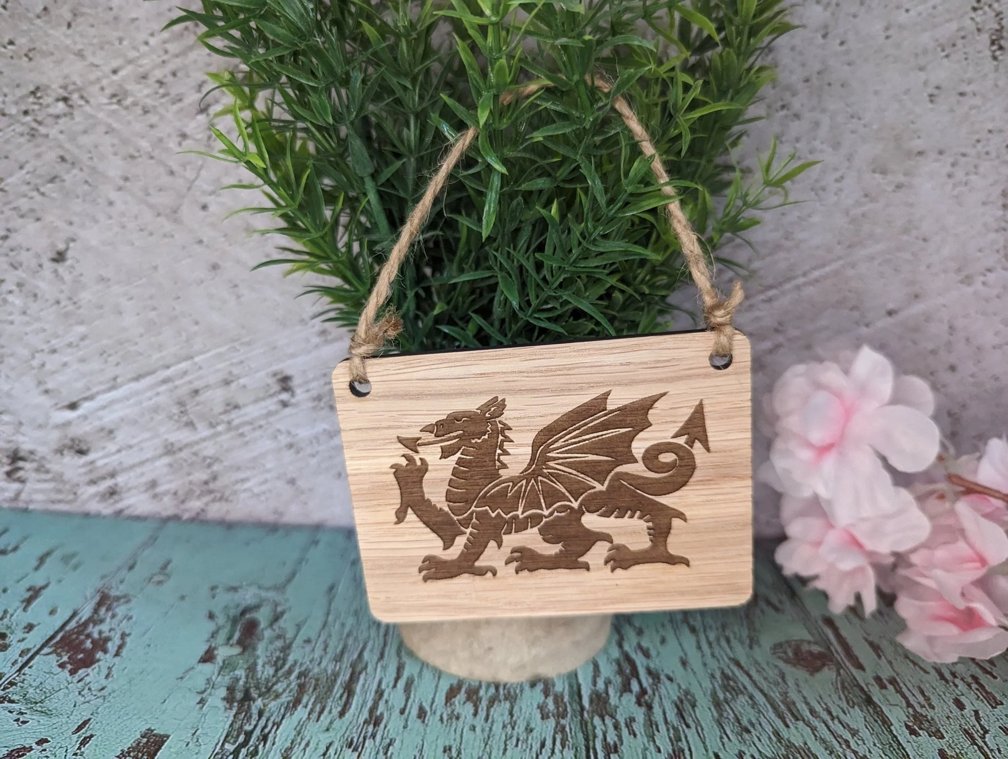 Welsh Dragon Sign | Engraved Welsh Sign | Handcrafted Welsh Wooden Wall Decor | Gift From Wales | Handmade in Wales | Wooden Sign - Image 2