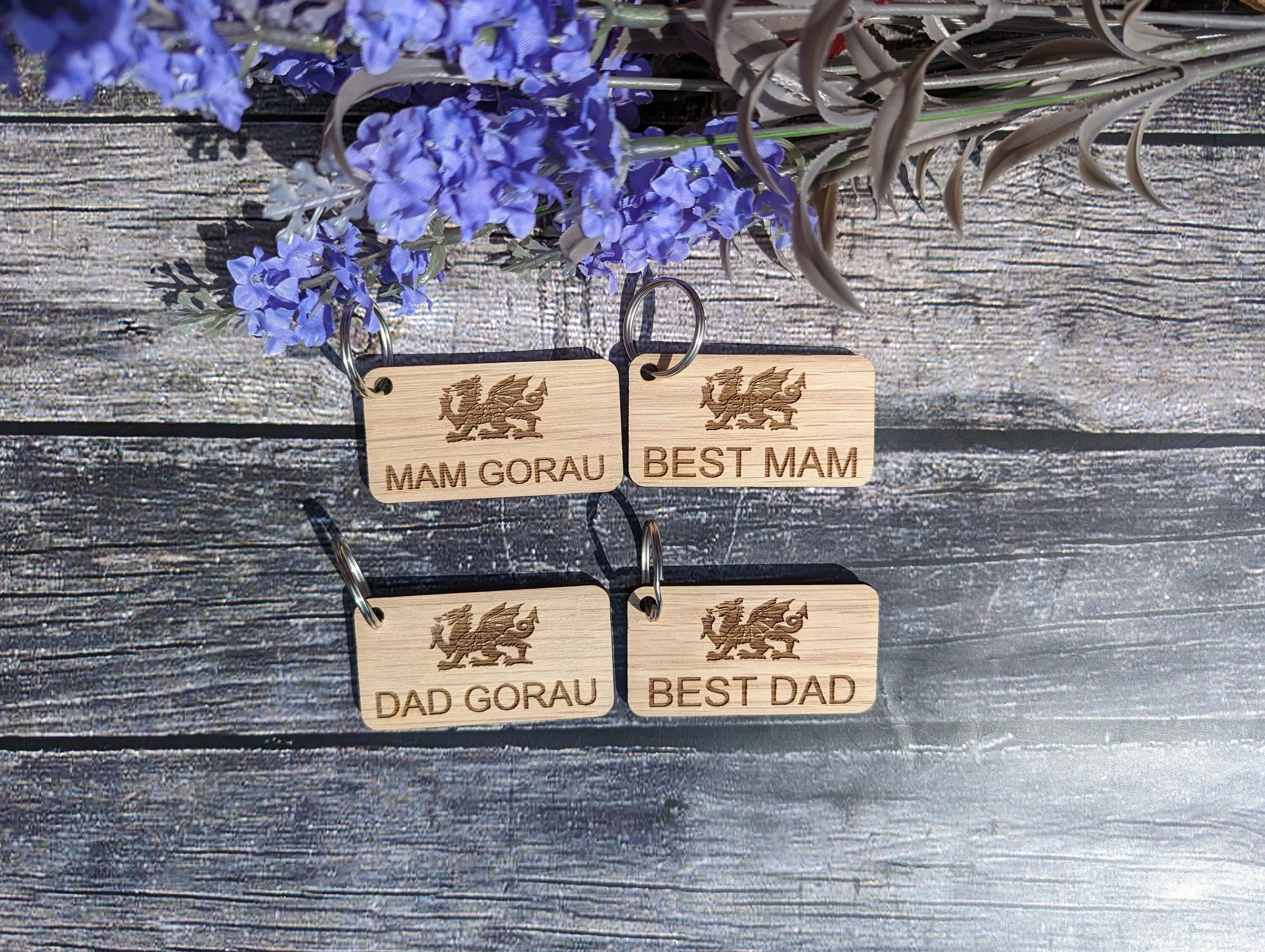 Welsh Keyrings, Best Dad, Best Mam, Dad Gorau, Mam Gorau, with Welsh Dragon, Welsh Gifts, Mother's Day Gift, Father's Day Gift - Image 3