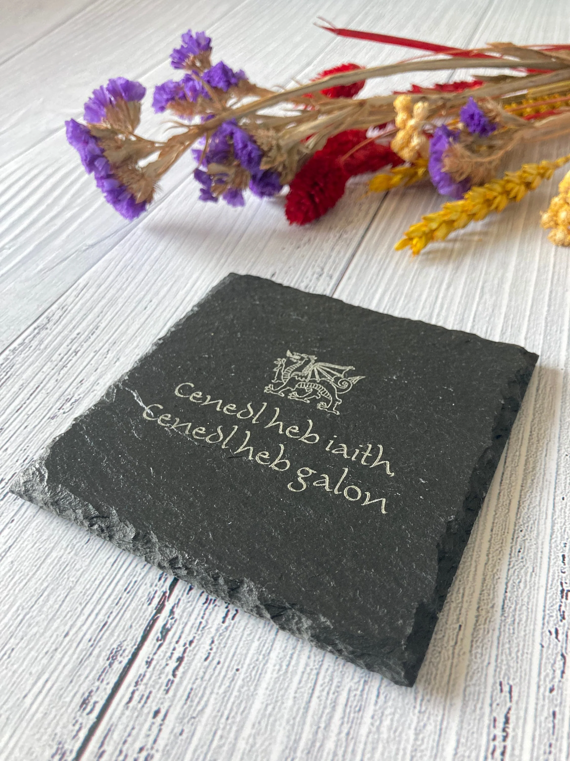 Welsh Slate Coasters | Welsh Language Gift | Welsh Proverbs
