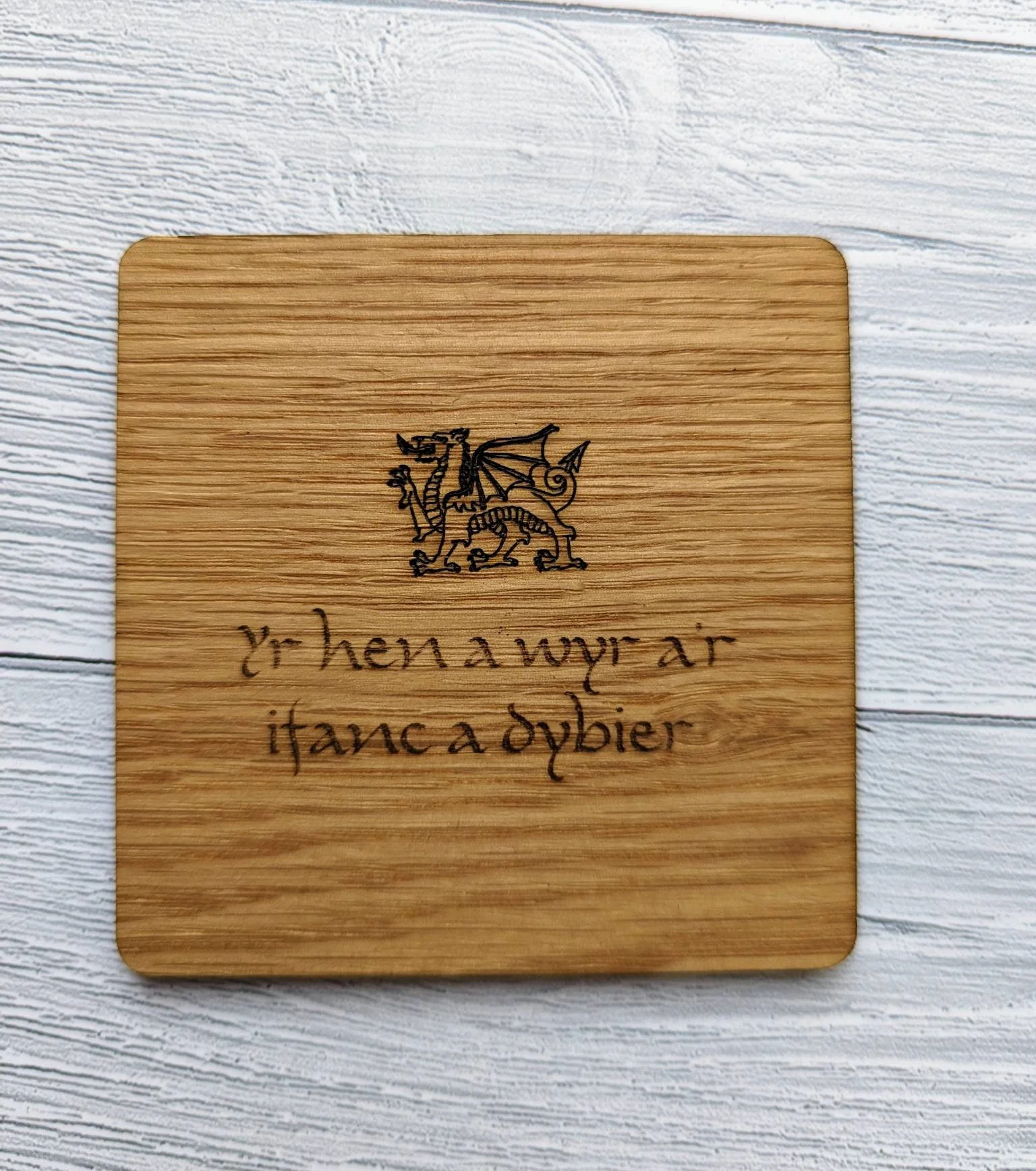 Welsh Wooden Coasters, Welsh Language Gift, Birthday Gift, Oak - Image 5