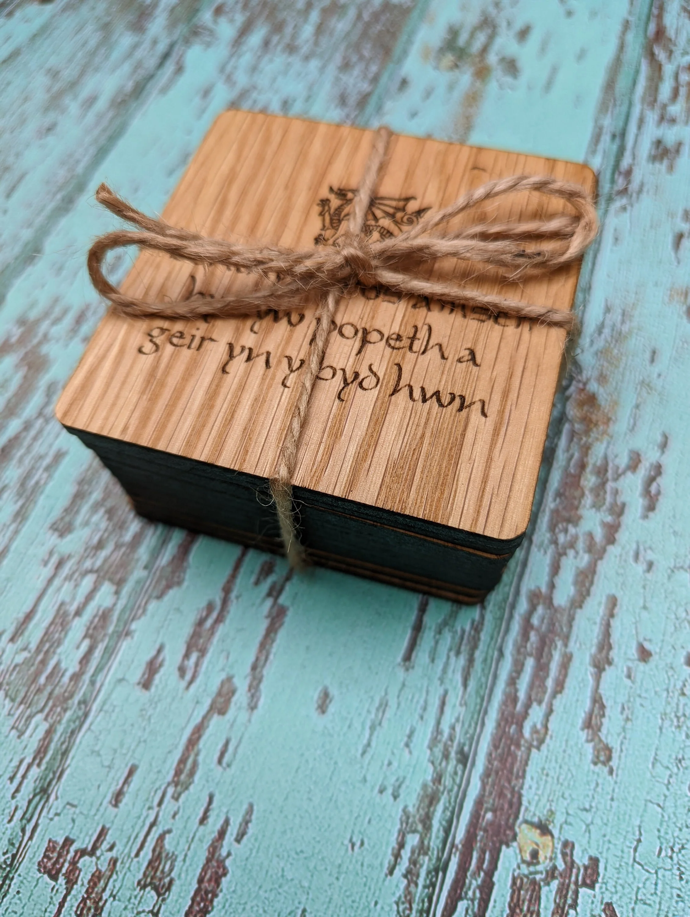Welsh Wooden Coasters, Welsh Language Gift, Birthday Gift, Oak - Image 7