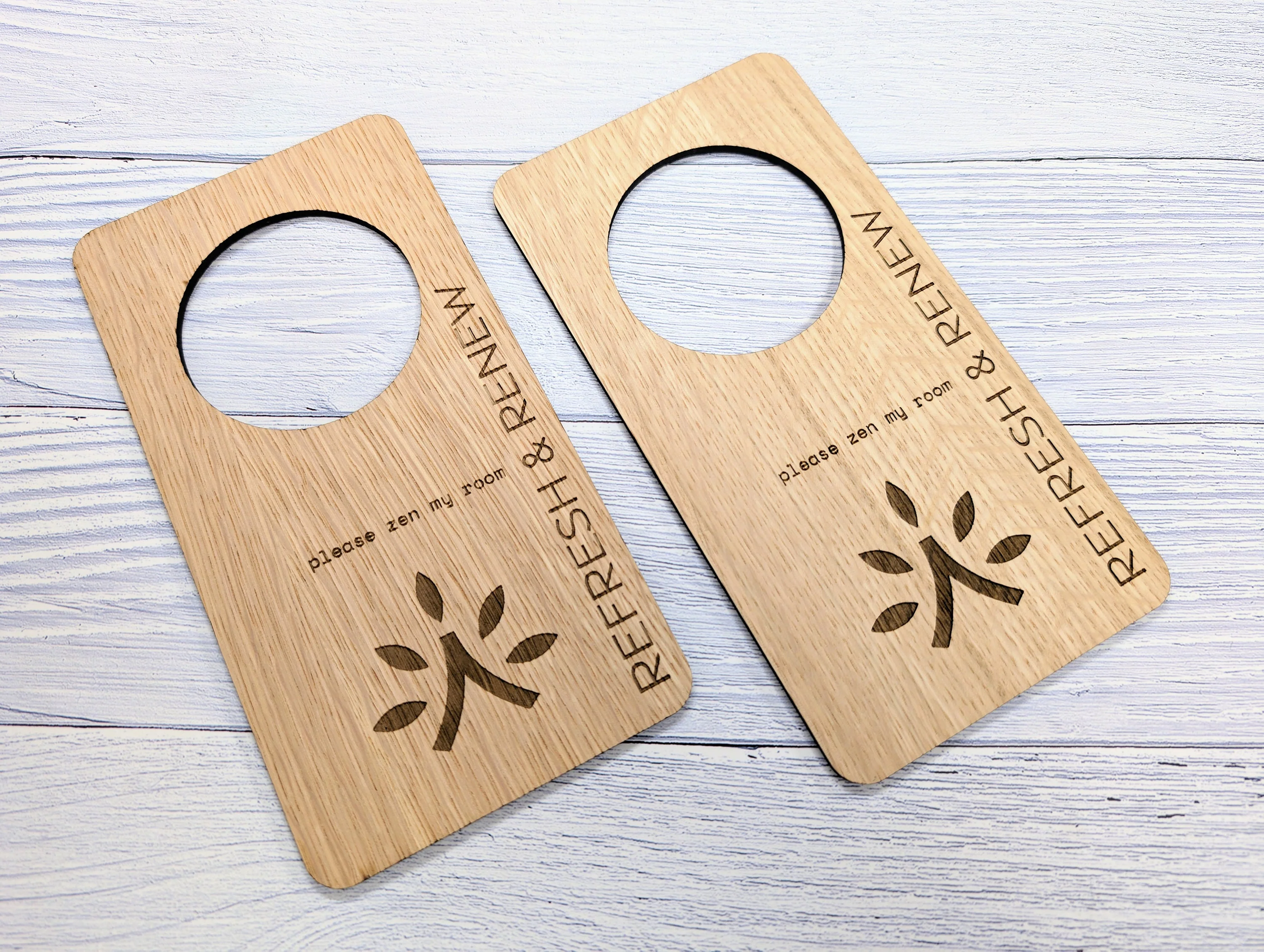 Wider Hotel Door Hangers | Free Design Service | Large Handle Hole | Oak Veneer - Image 3