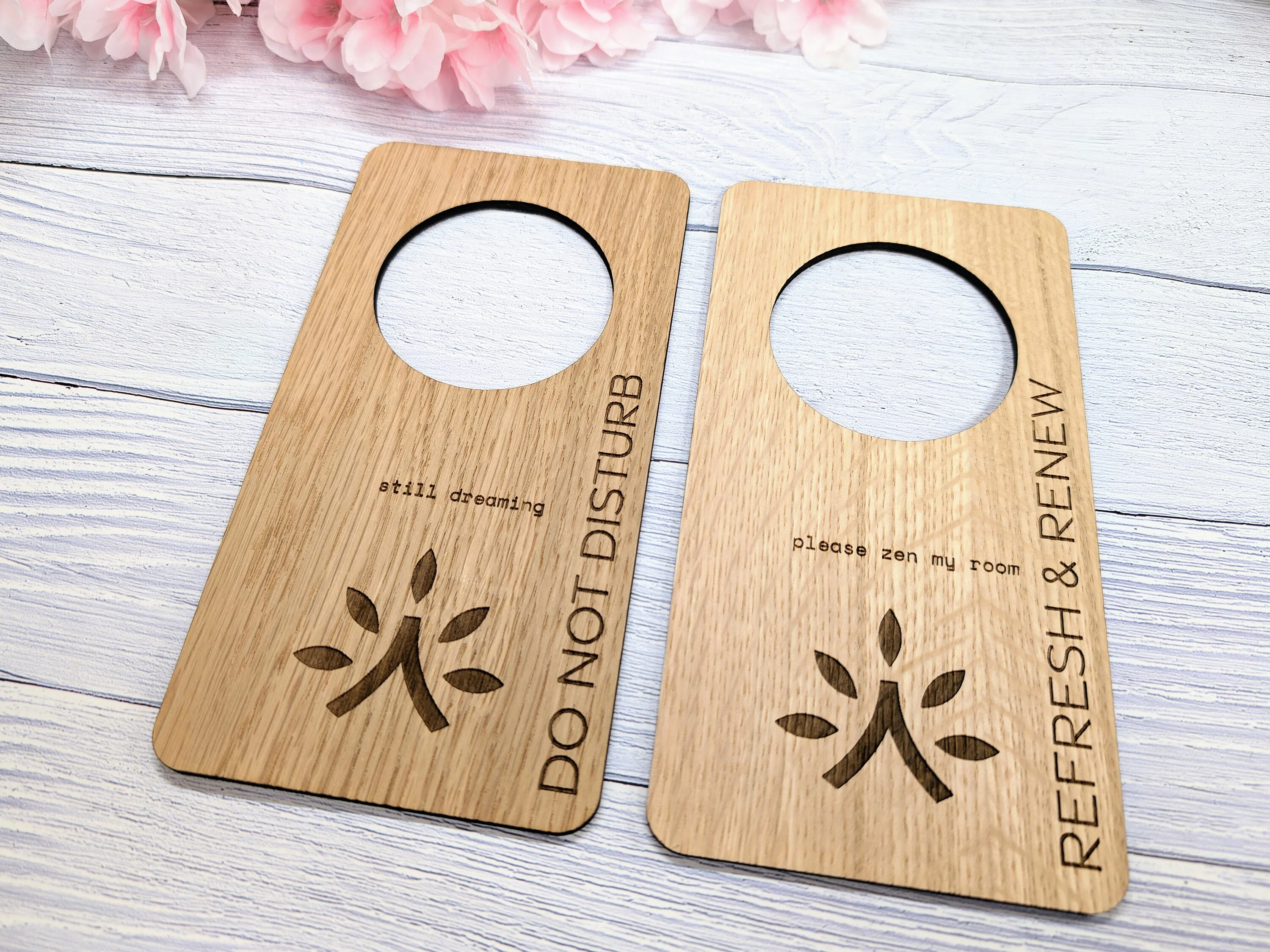 Wider Hotel Door Hangers | Free Design Service | Large Handle Hole | Oak Veneer - Image 4