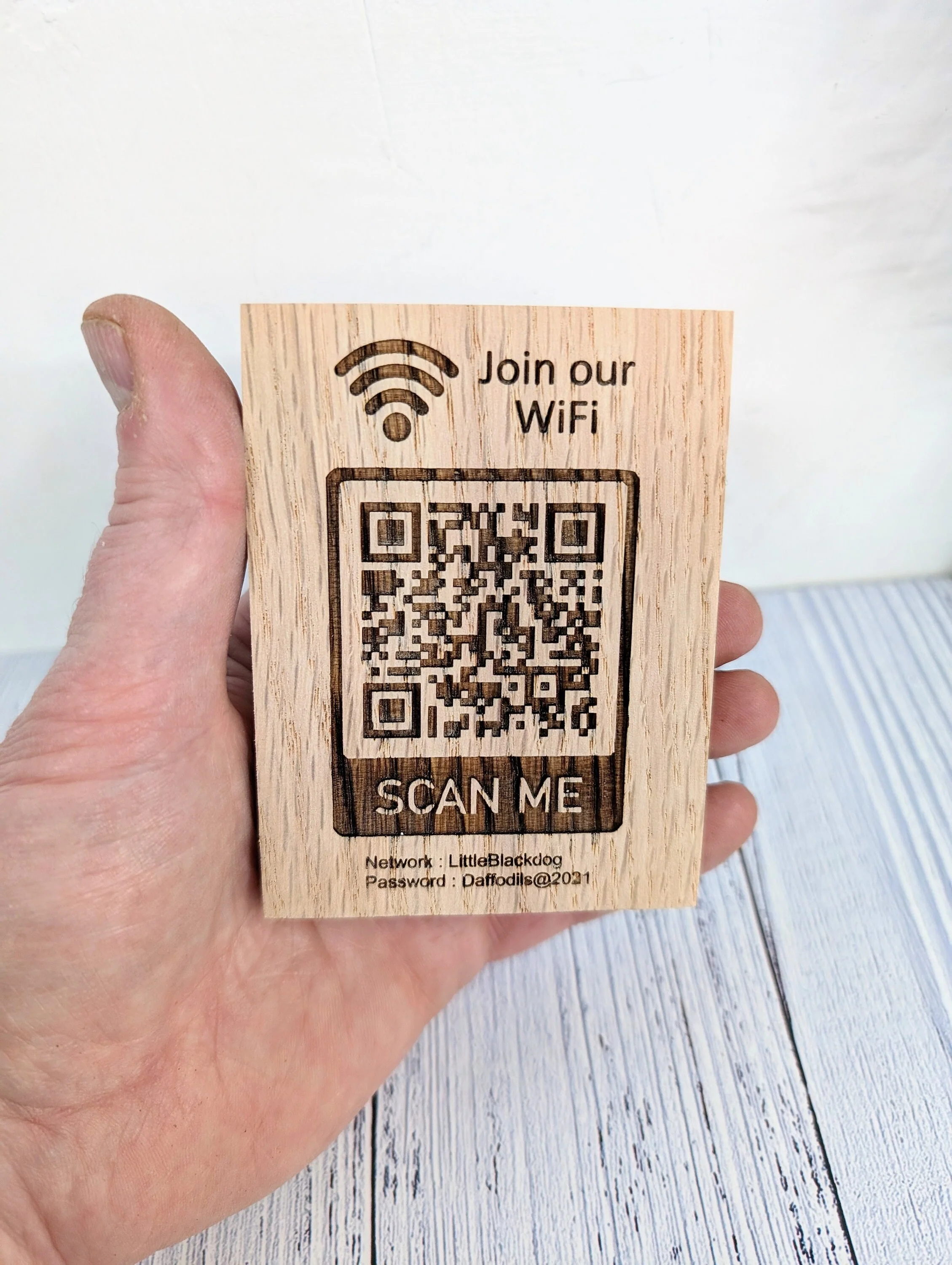 Wooden WiFi QR Code Freestanding Sign - Image 3