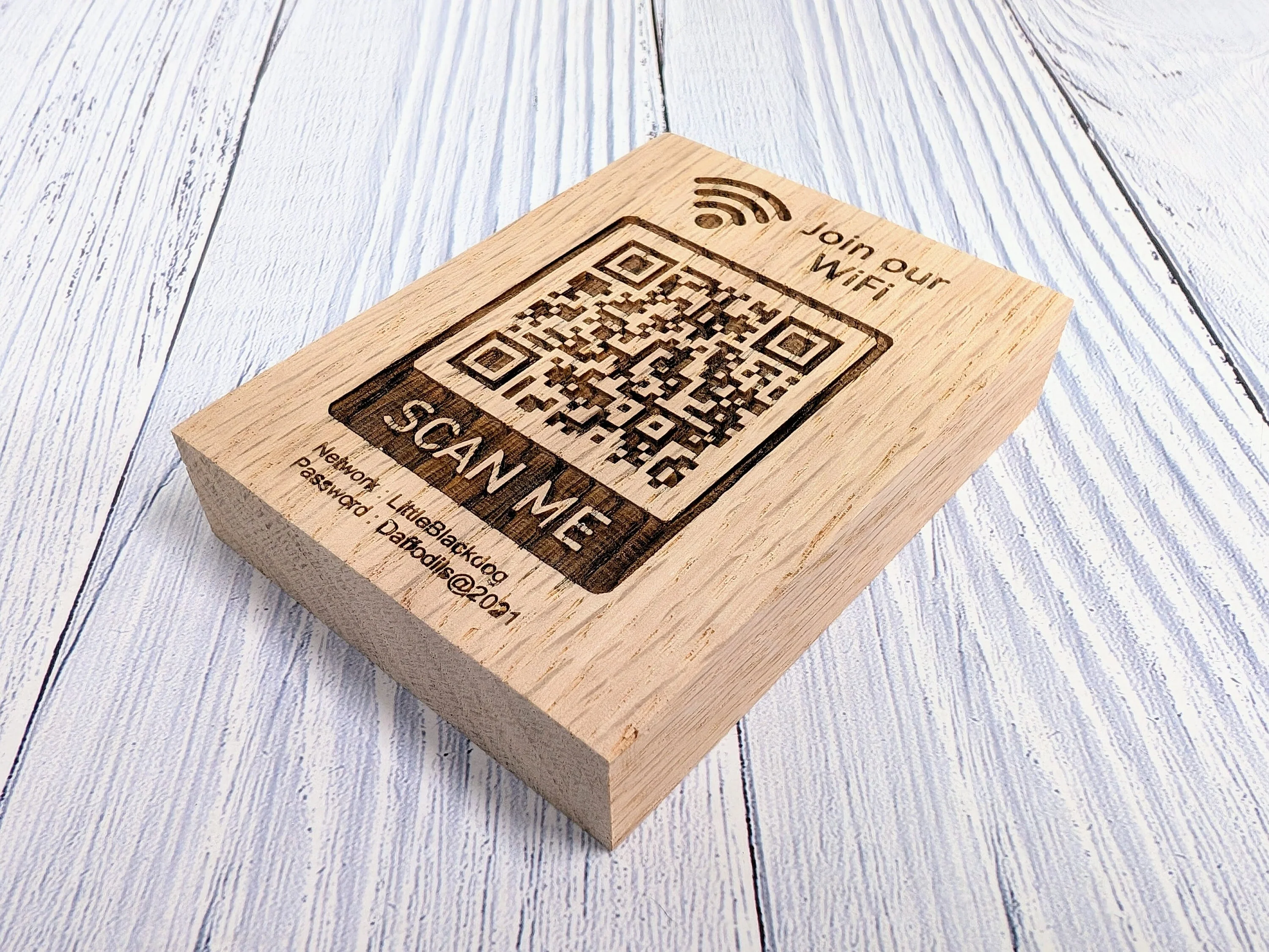 Wooden WiFi QR Code Freestanding Sign - Image 4