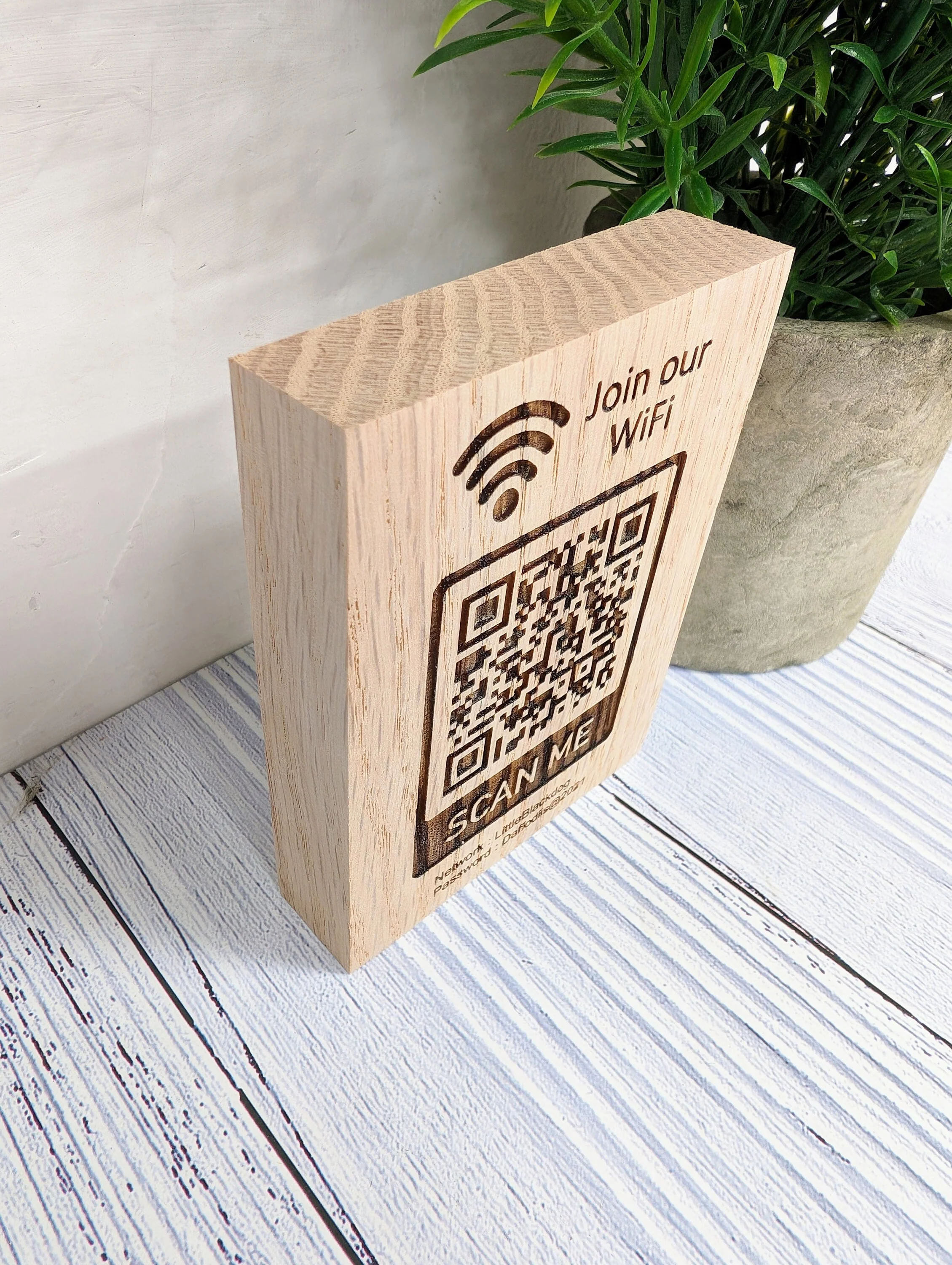 Wooden WiFi QR Code Freestanding Sign - Image 5