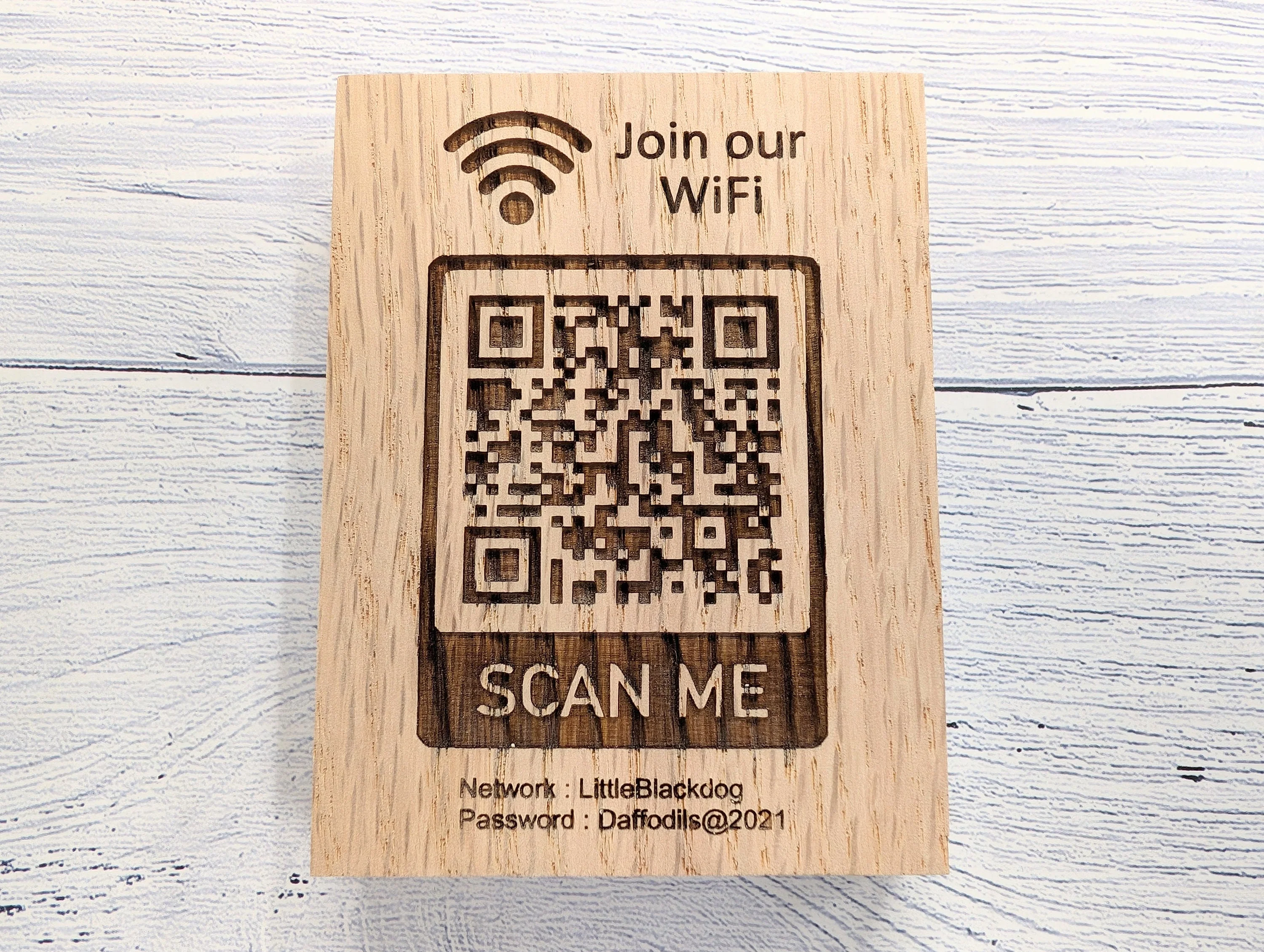 Wooden WiFi QR Code Freestanding Sign - Image 6