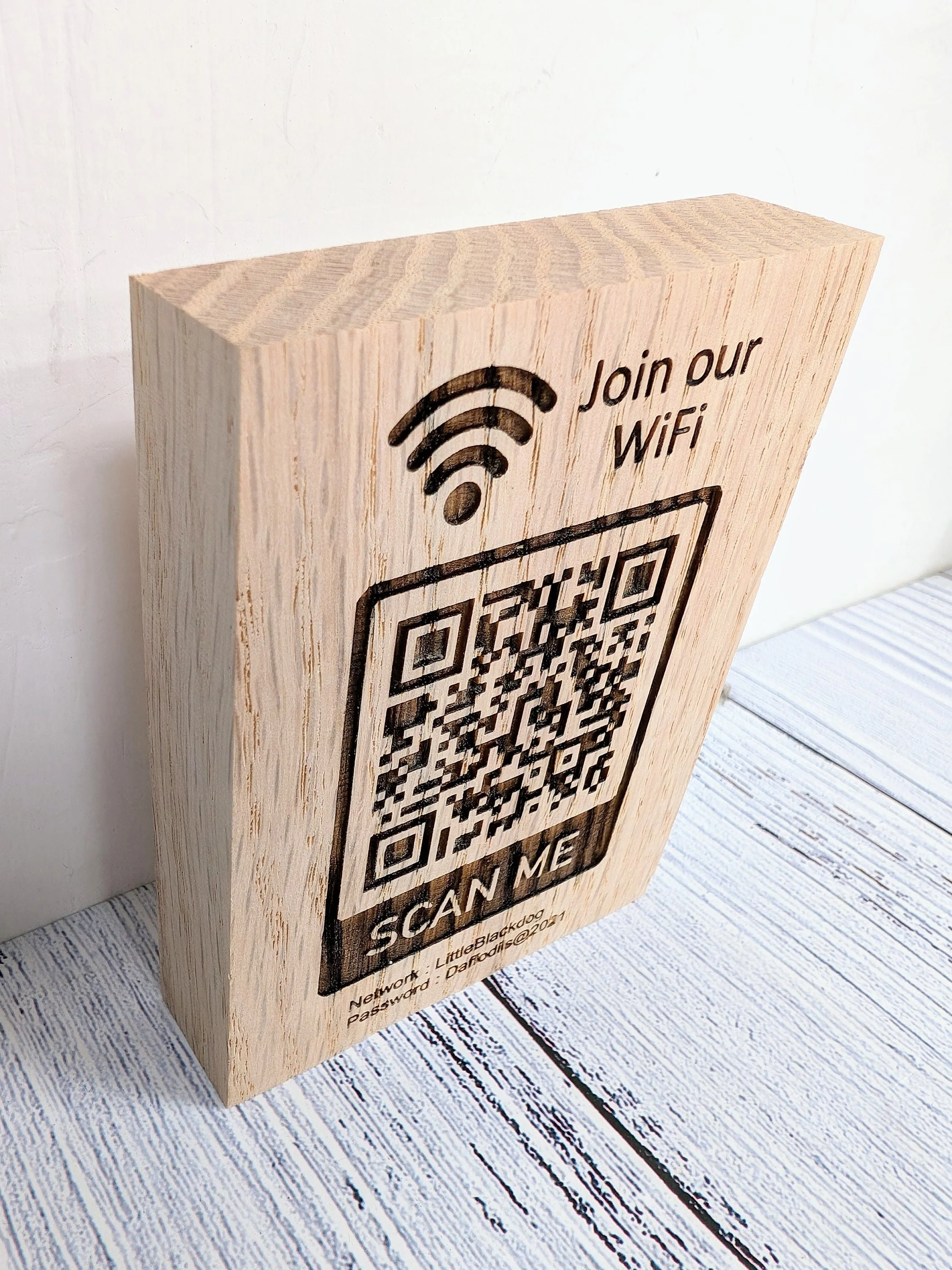 Wooden WiFi QR Code Freestanding Sign - Image 9