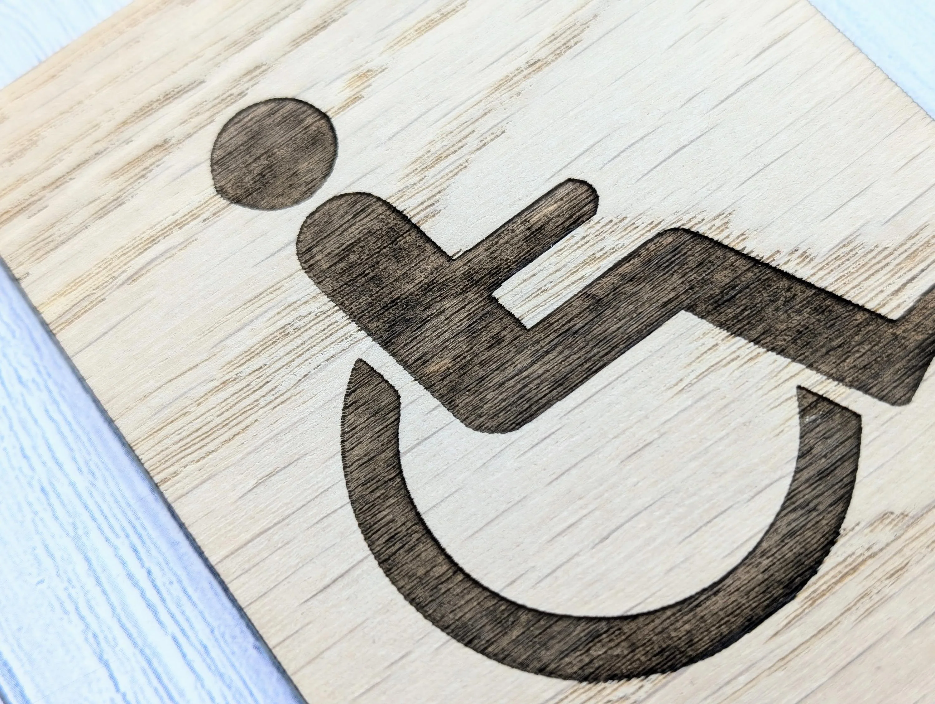 Wooden Accessible Toilet Sign Wheelchair Silhouette | Engraved Oak Restroom Door Plaque in 4 Sizes | Home or Business - Image 8