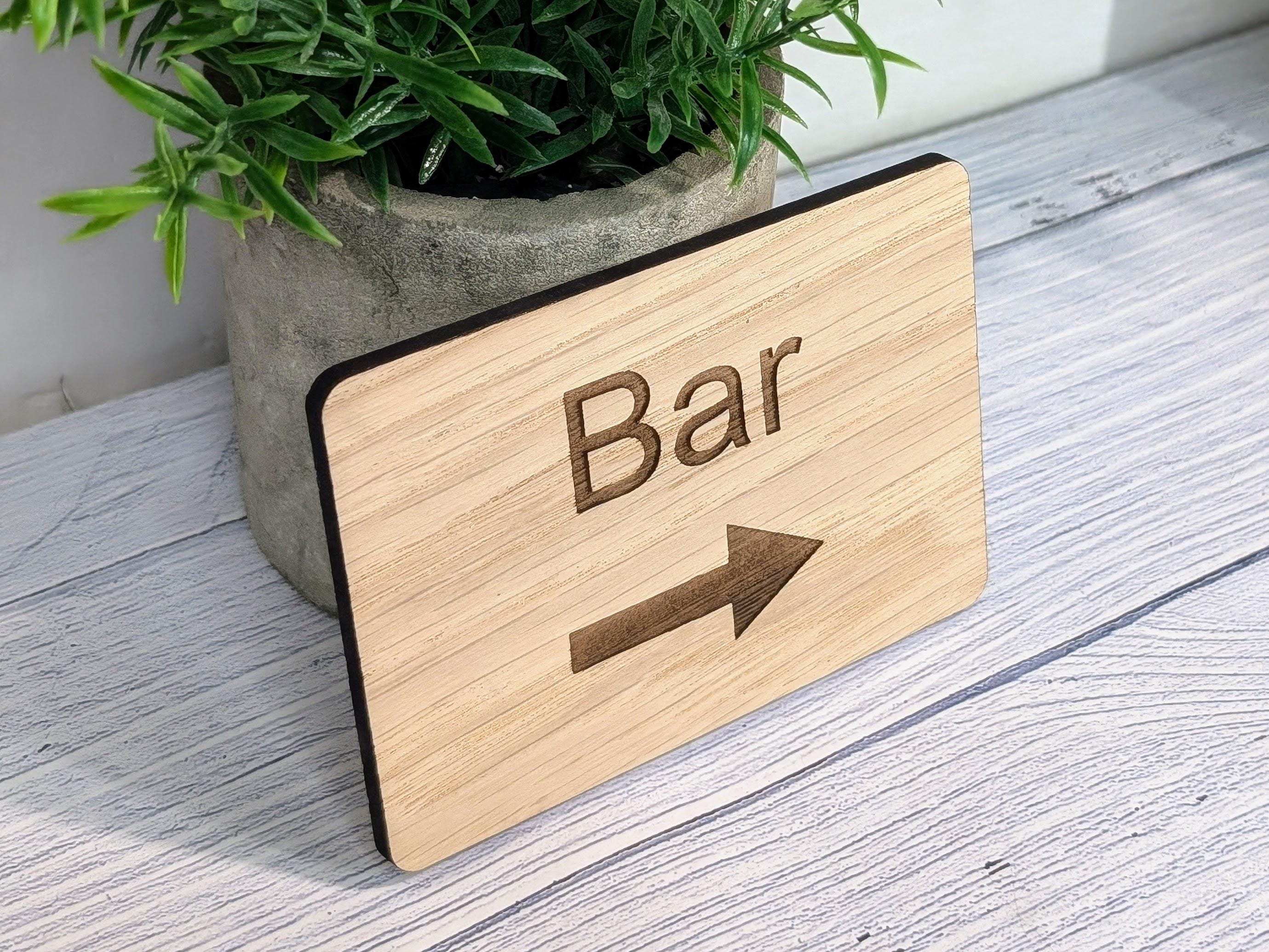 Wooden "Bar" Sign with Optional Arrow | Engraved Oak | For Homes, Pubs, Hotels, Hospitality Decor | 4 Sizes | Personalised Text Option - Image 5
