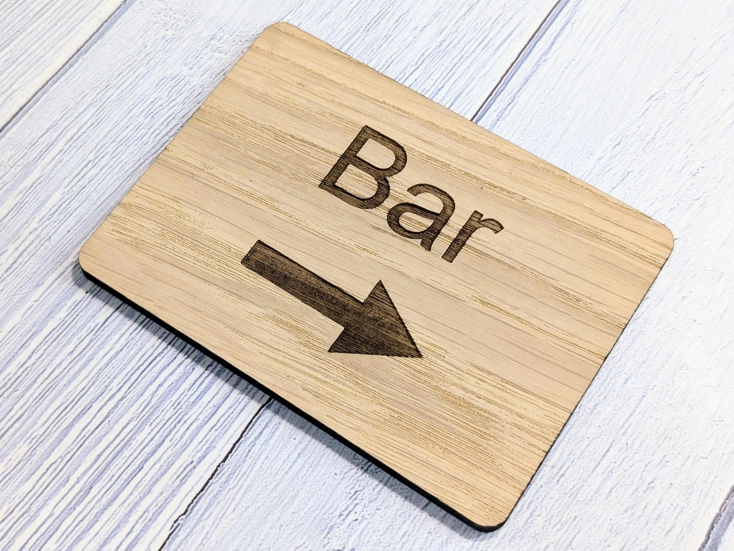 Wooden "Bar" Sign with Optional Arrow | Engraved Oak | For Homes, Pubs, Hotels, Hospitality Decor | 4 Sizes | Personalised Text Option - Image 7