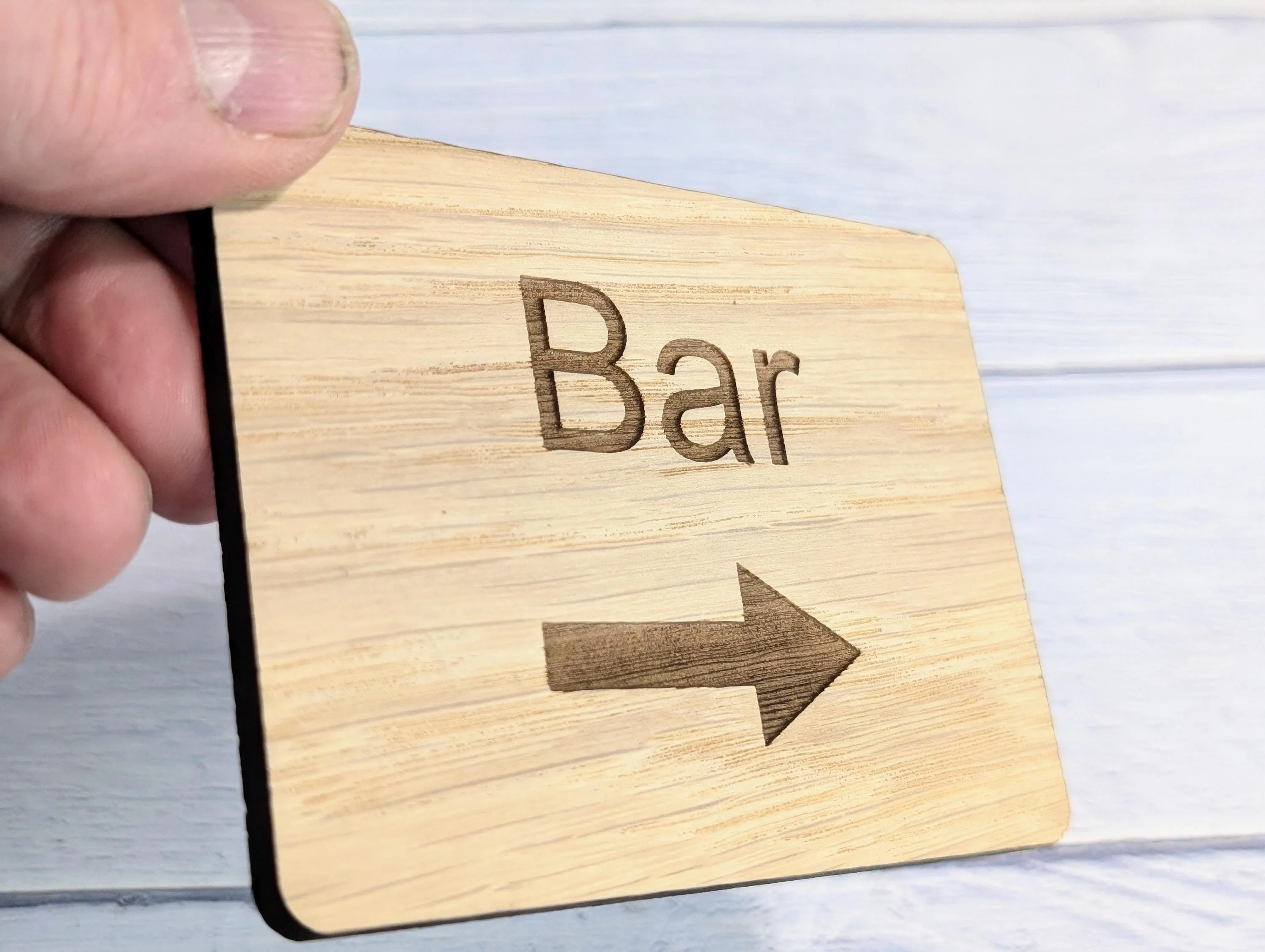 Wooden "Bar" Sign with Optional Arrow | Engraved Oak | For Homes, Pubs, Hotels, Hospitality Decor | 4 Sizes | Personalised Text Option - Image 9