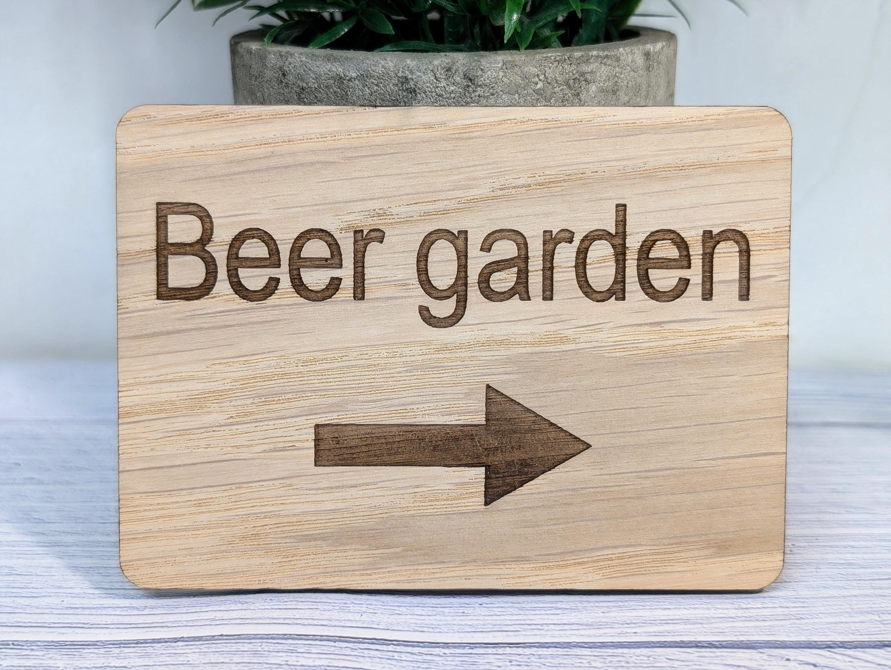 Wooden "Beer Garden" Indoor Sign with Optional Arrow | Engraved Oak | For Pubs, Hotels, Hospitality | 4 Sizes | Personalised Text Option - Image 3