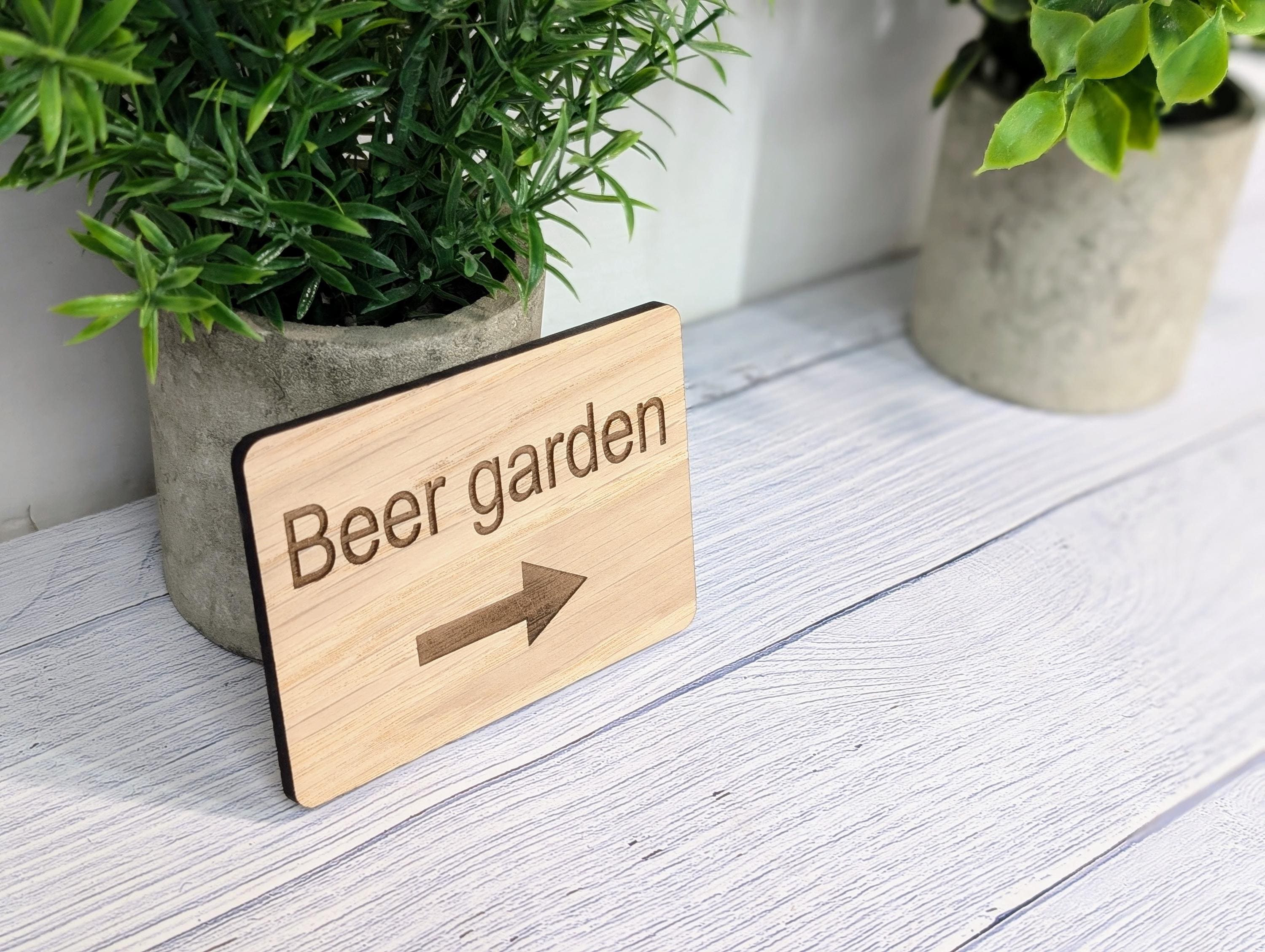 Wooden "Beer Garden" Indoor Sign with Optional Arrow | Engraved Oak | For Pubs, Hotels, Hospitality | 4 Sizes | Personalised Text Option - Image 5