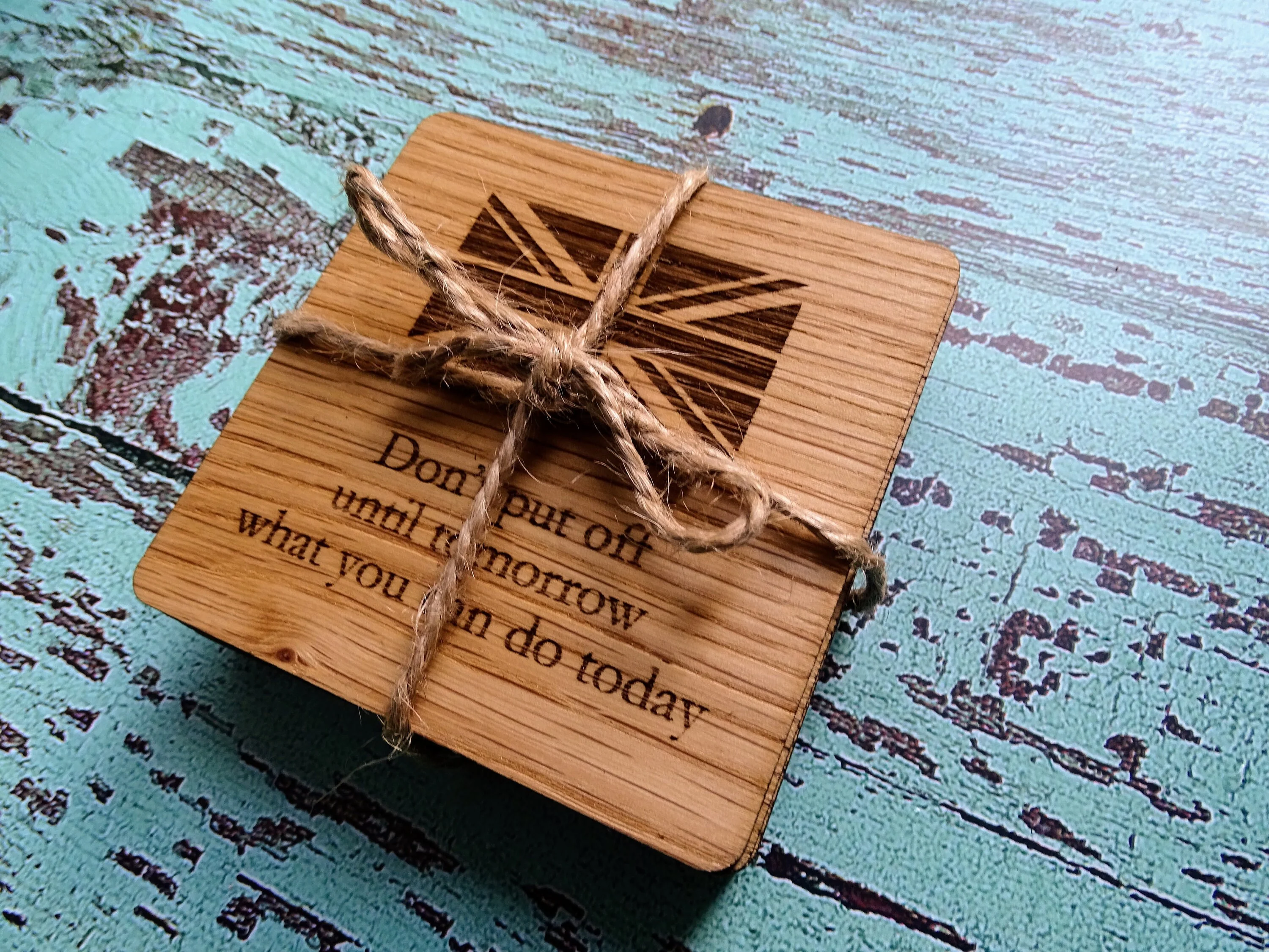 Wooden Coasters With English Proverbs, British Gift, Oak Coasters - Image 10