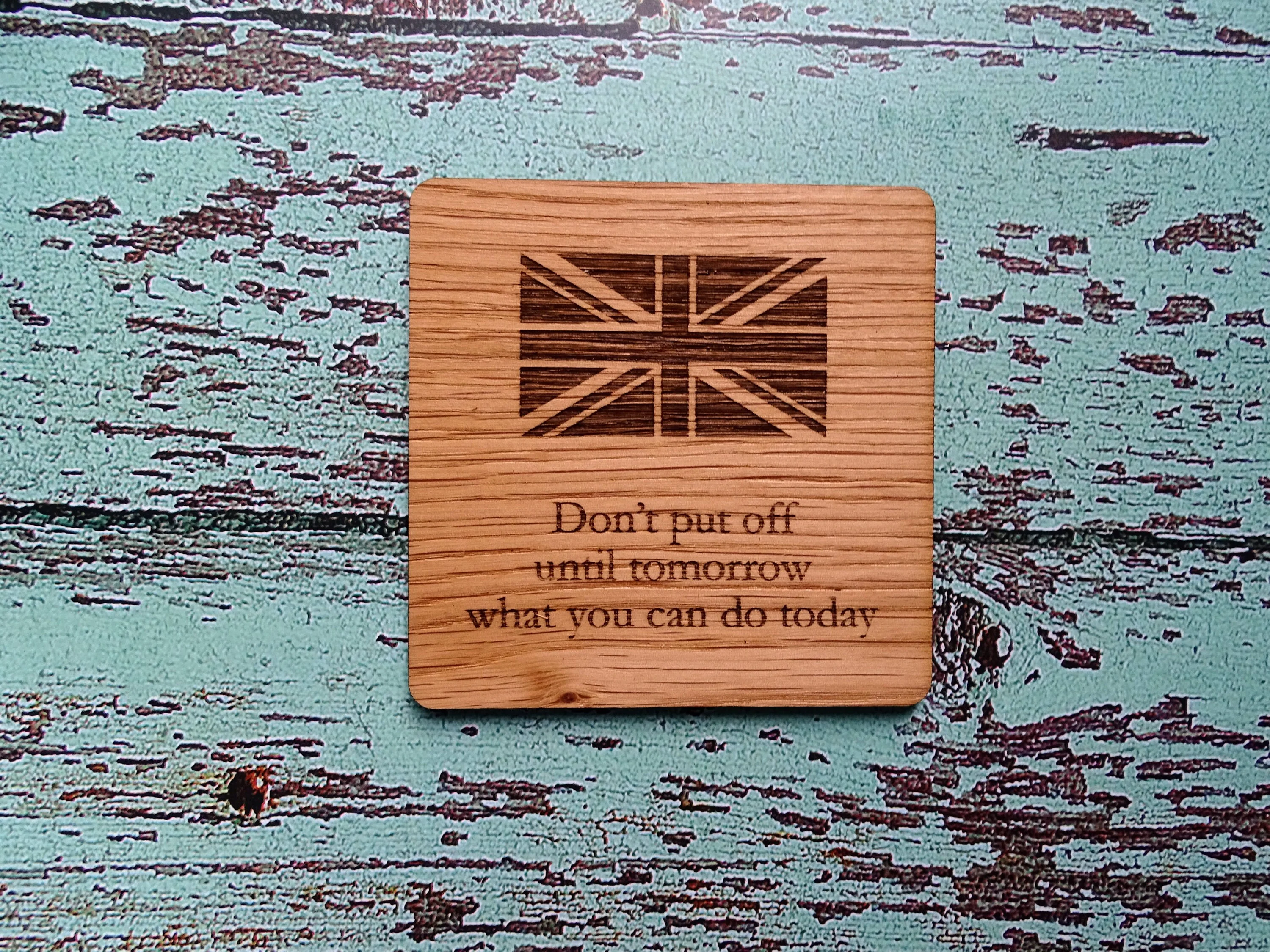 Wooden Coasters With English Proverbs, British Gift, Oak Coasters - Image 4