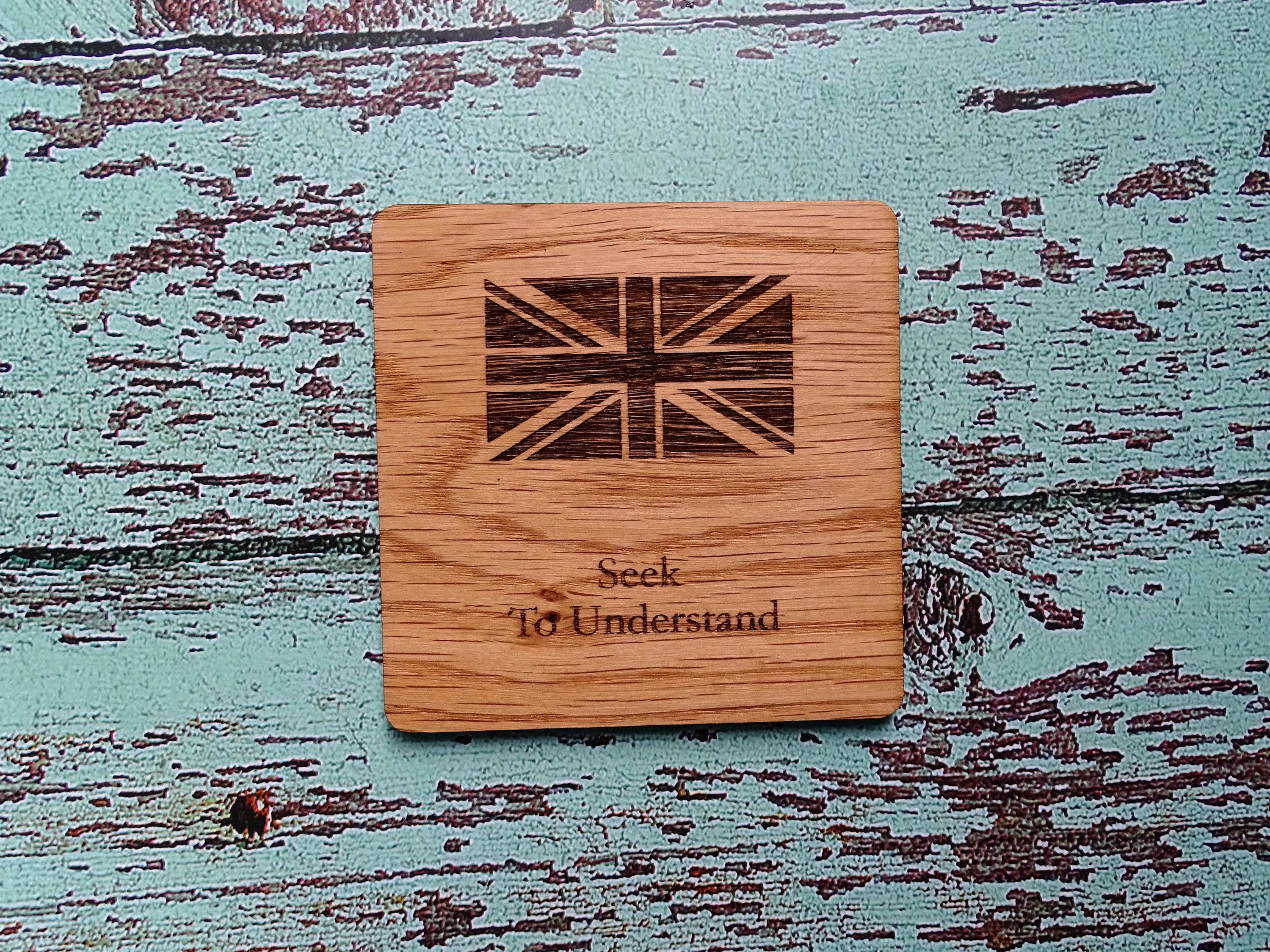 Wooden Coasters With English Proverbs, British Gift, Oak Coasters - Image 6