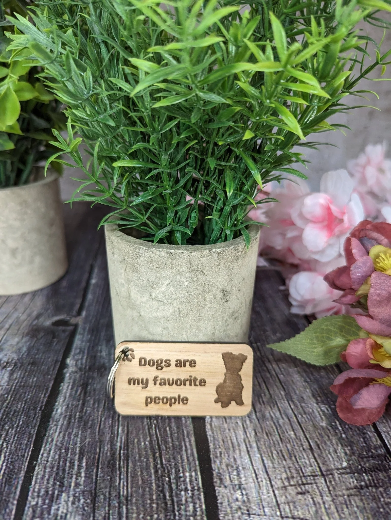 Wooden Dog Keyrings "Dogs Are My Favourite People" | Dog Keychain for Dog Lovers | Dog Owner Gift - Image 3