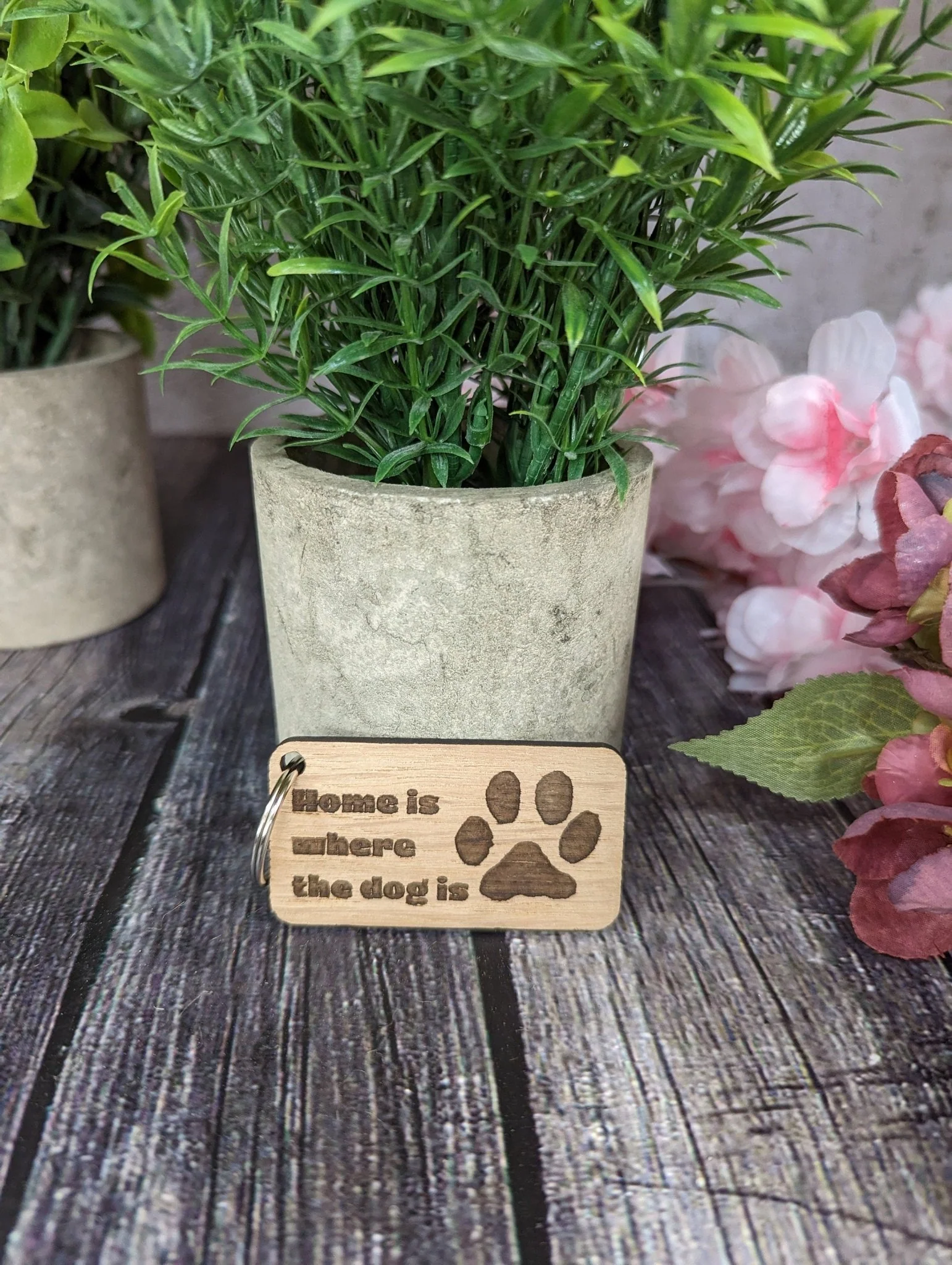 Wooden Dog Keyrings "Home is where the dog is" | Dog Keychain for Dog Lovers | Dog Owner Gift - Image 4