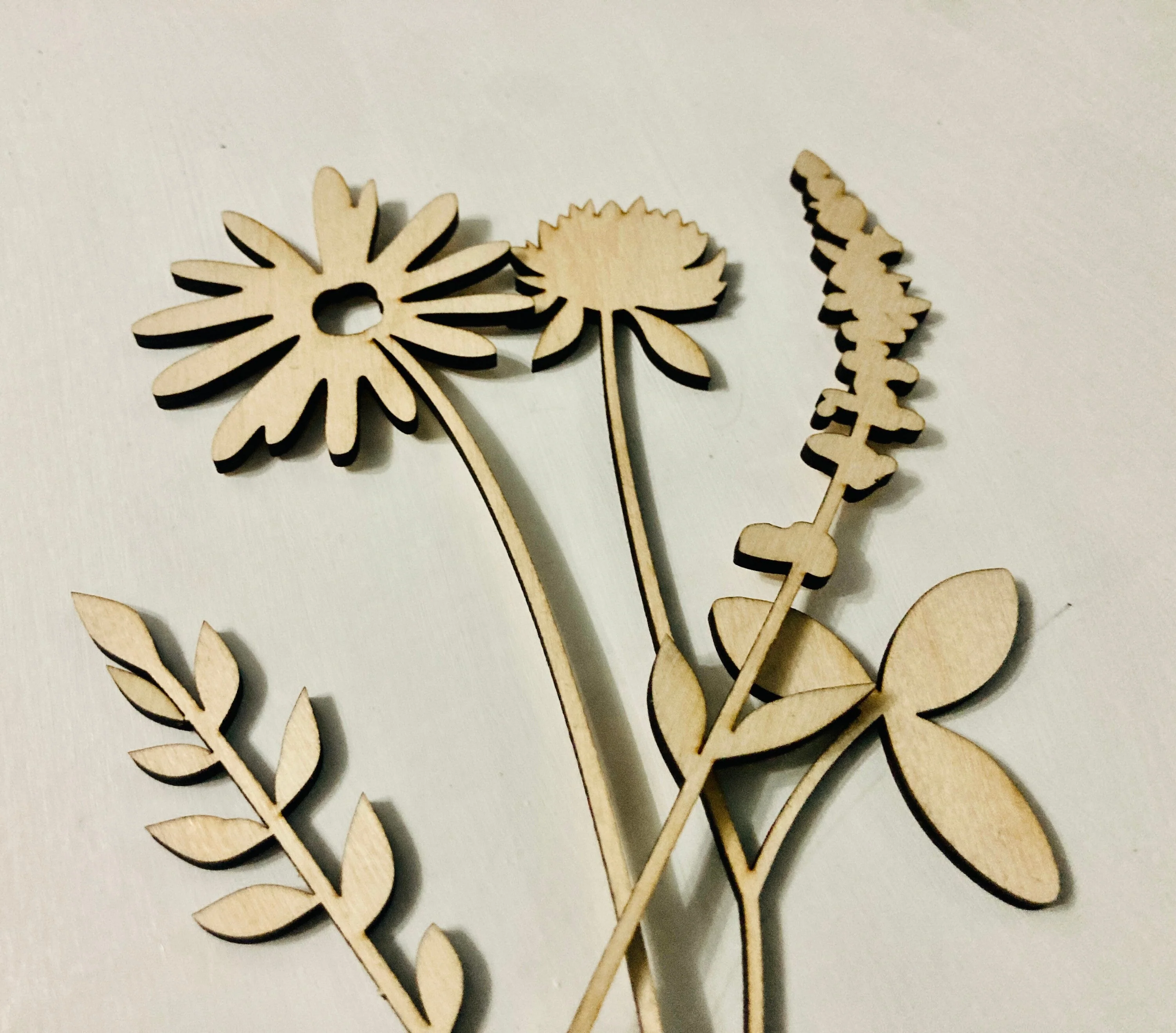 Set of 6 Unpainted Plywood Flowers for DIY Home Decor - Image 5