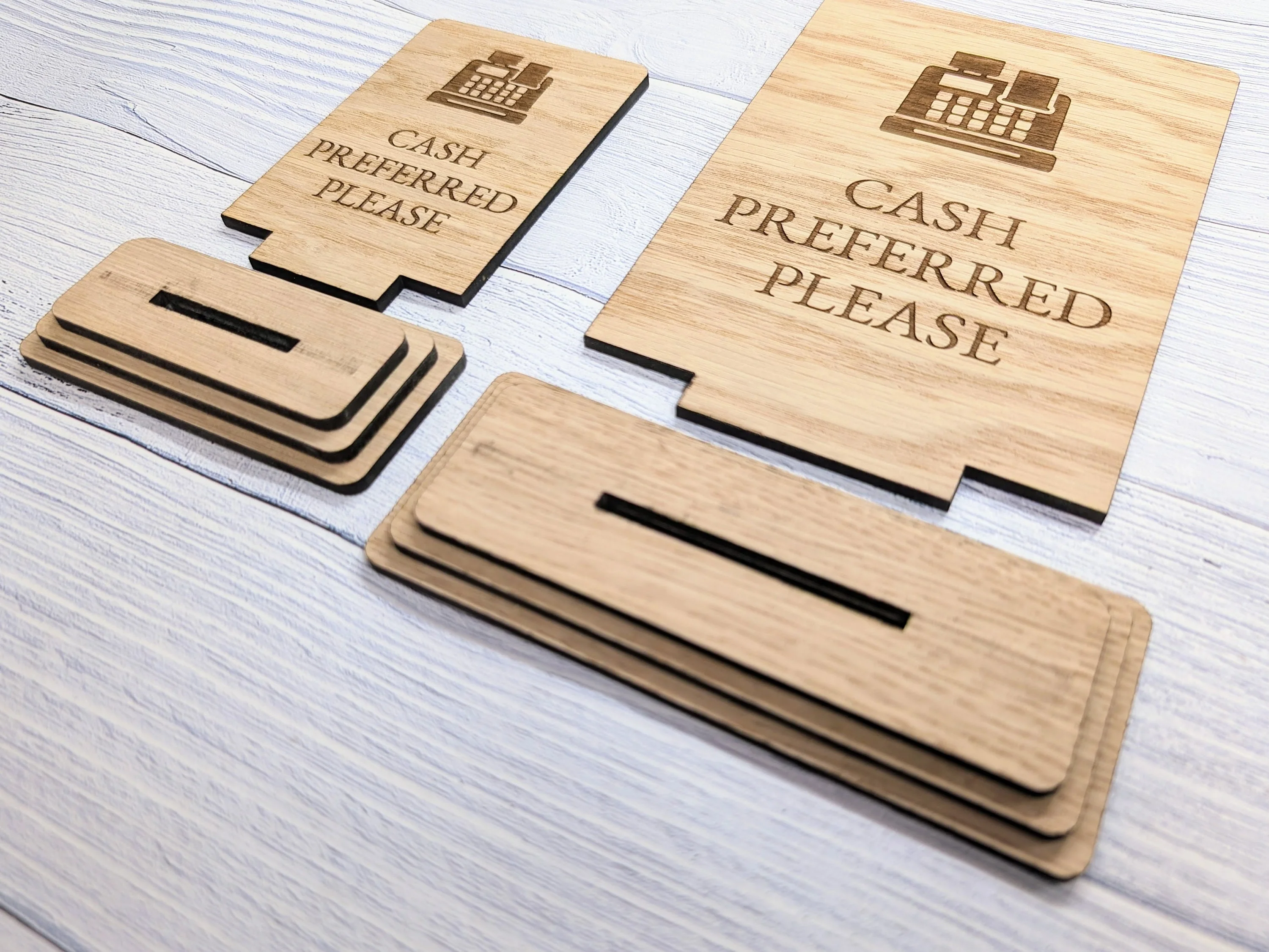 Wooden Freestanding Table Sign 'Cash Preferred' - Perfect for Shops, Cafés, Markets – Available in Two Sizes" Removable Base, Shop Signage - Image 3