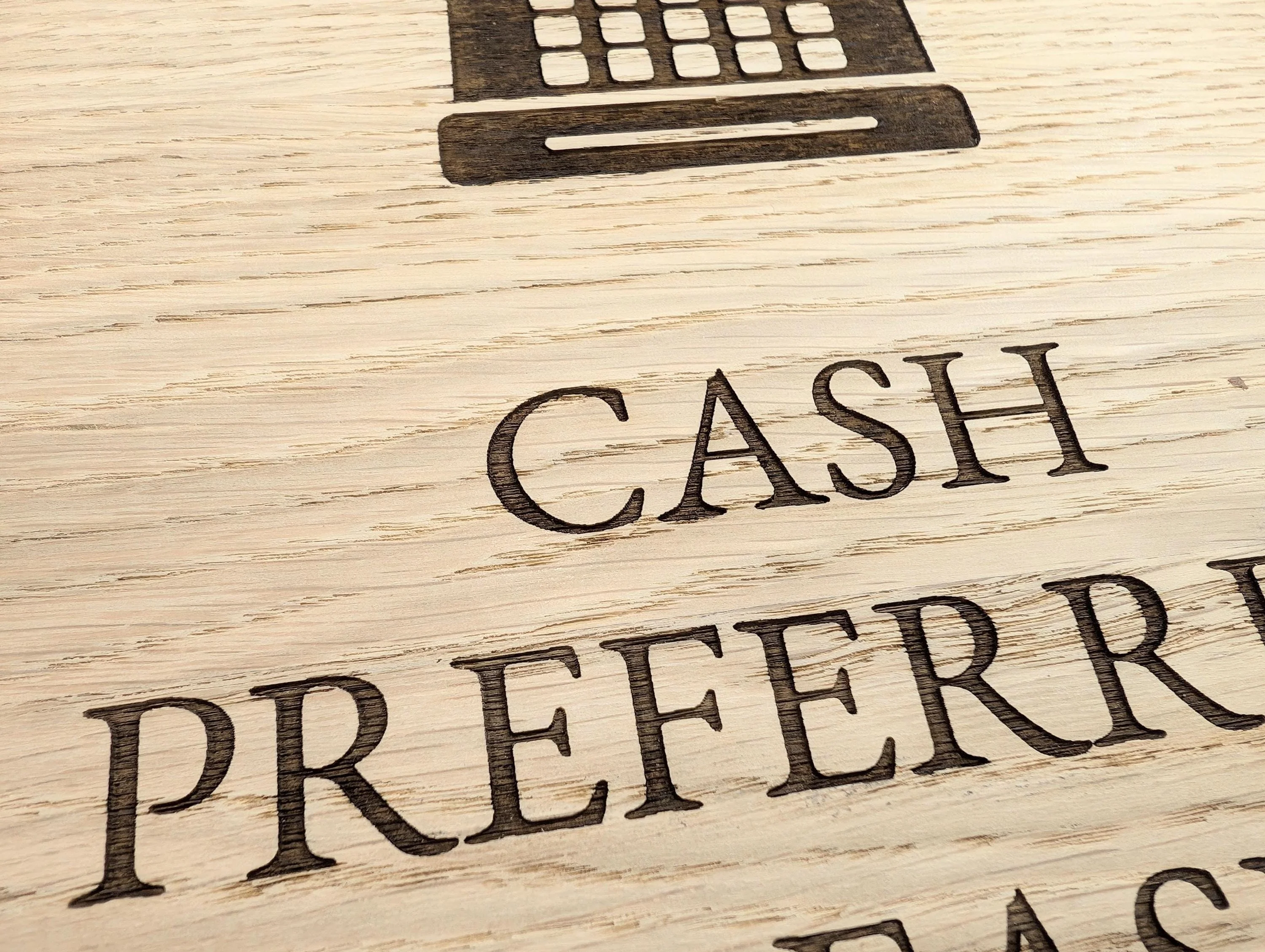 Wooden Freestanding Table Sign 'Cash Preferred' - Perfect for Shops, Cafés, Markets – XL Size - Removable Base, Shop Signage - Image 9