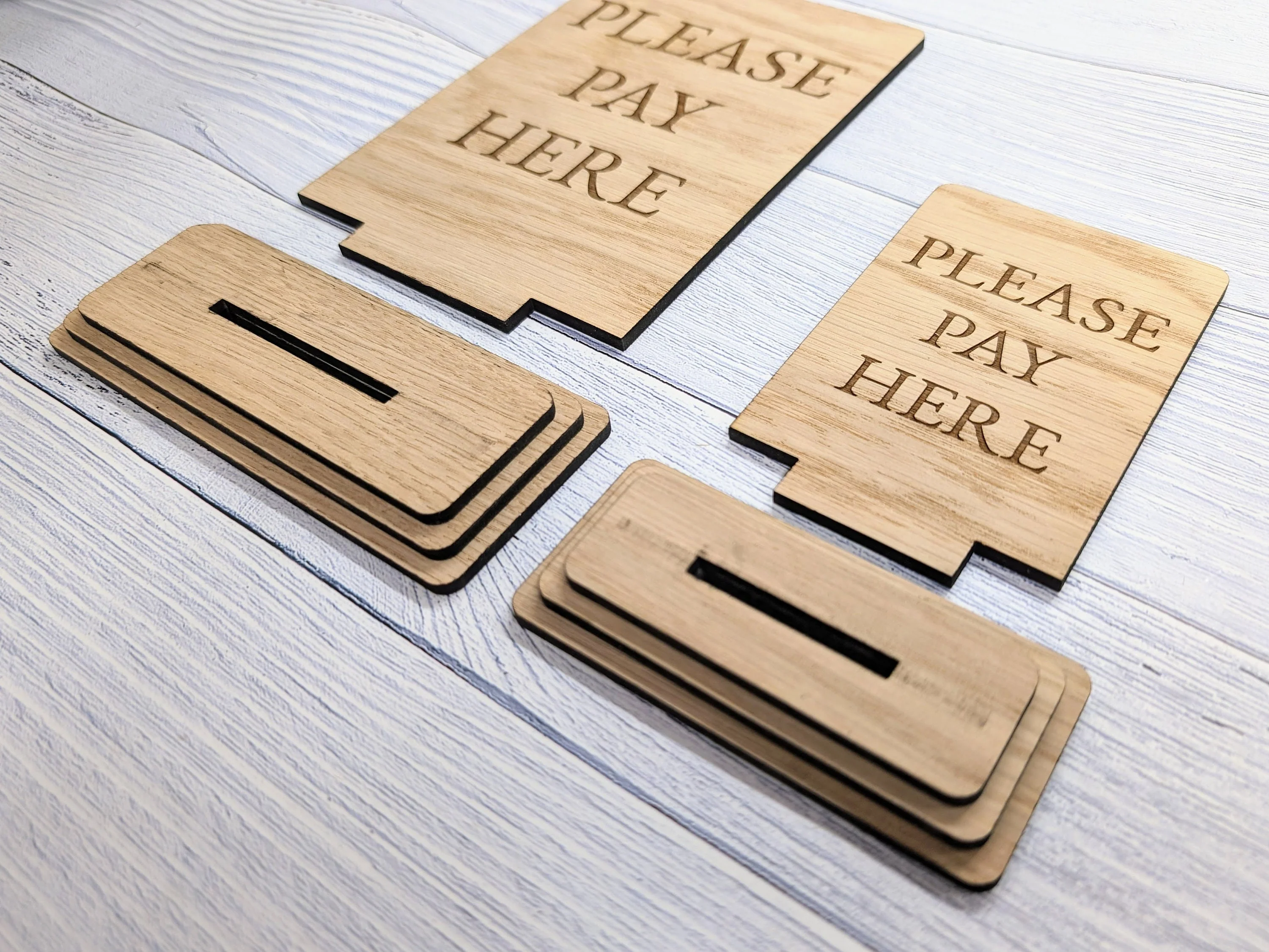 Wooden Freestanding Table Sign 'Please Pay Here' - Perfect for Shops, Cafés, Markets – Available in Two Sizes" Removable Base - Image 2