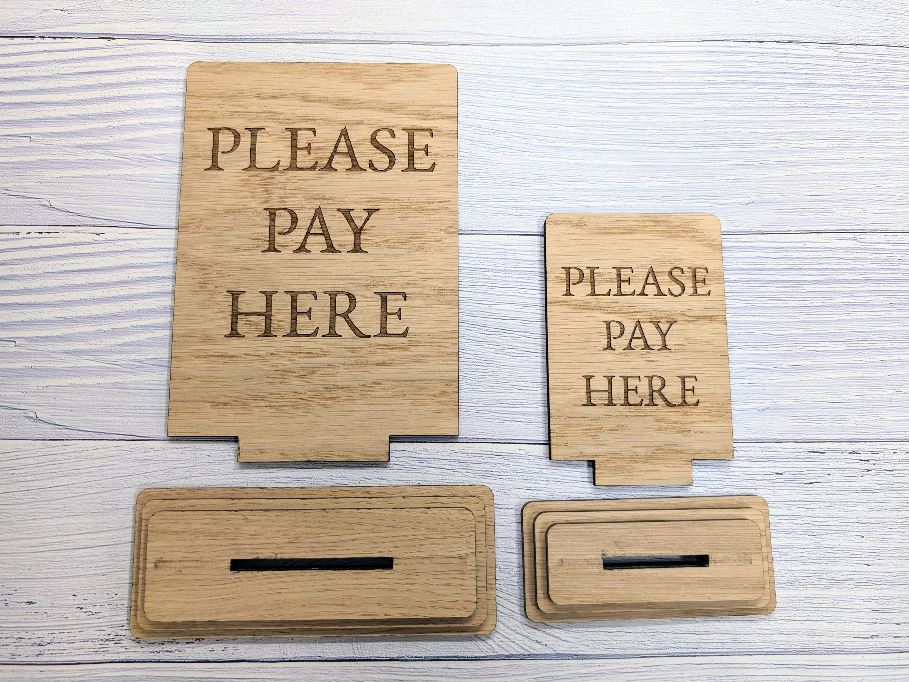 Wooden Freestanding Table Sign 'Please Pay Here' - Perfect for Shops, Cafés, Markets – Available in Two Sizes" Removable Base - Image 7
