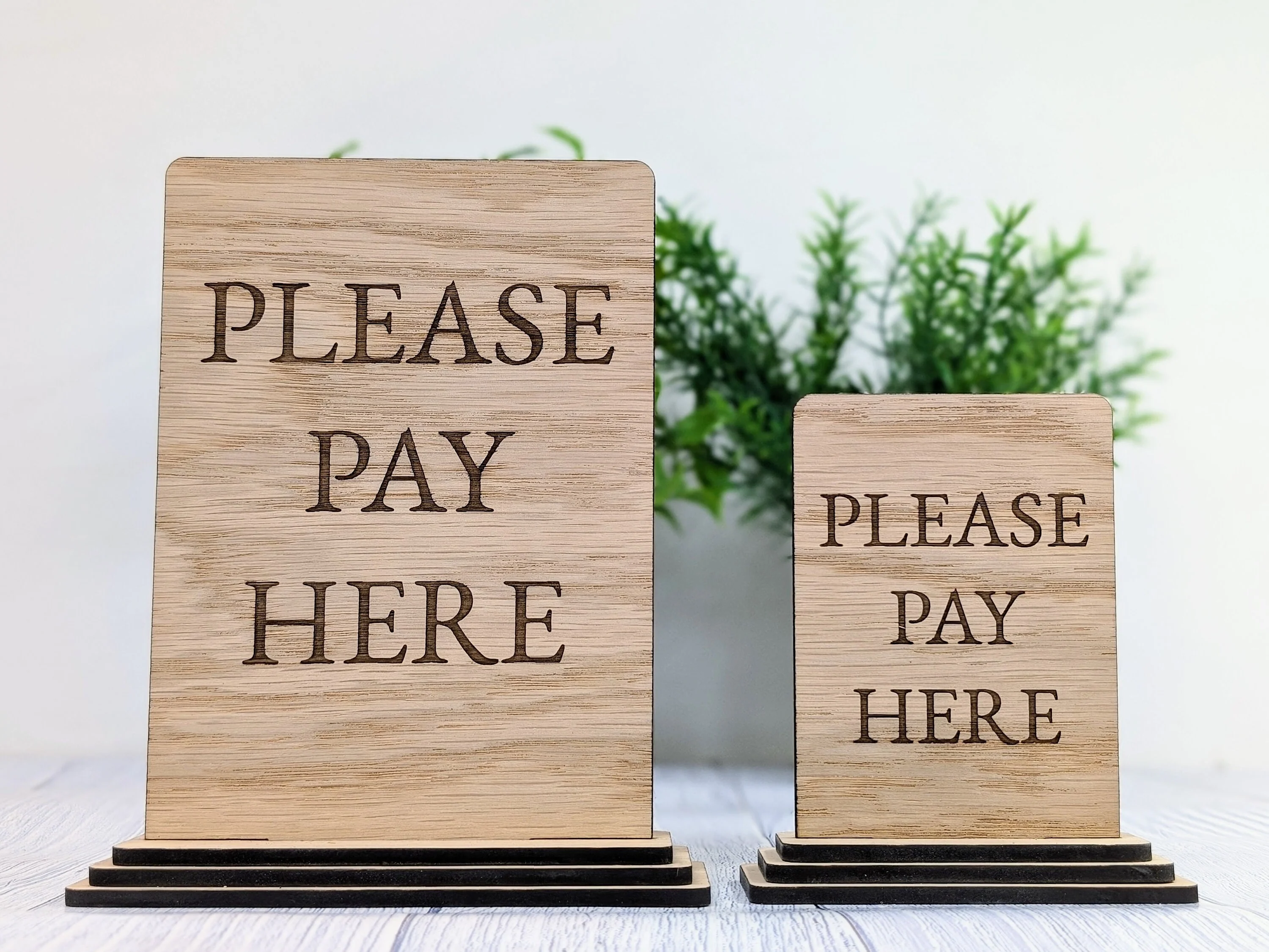 Wooden Freestanding Table Sign 'Please Pay Here' - Perfect for Shops, Cafés, Markets – Available in Two Sizes" Removable Base - Image 9