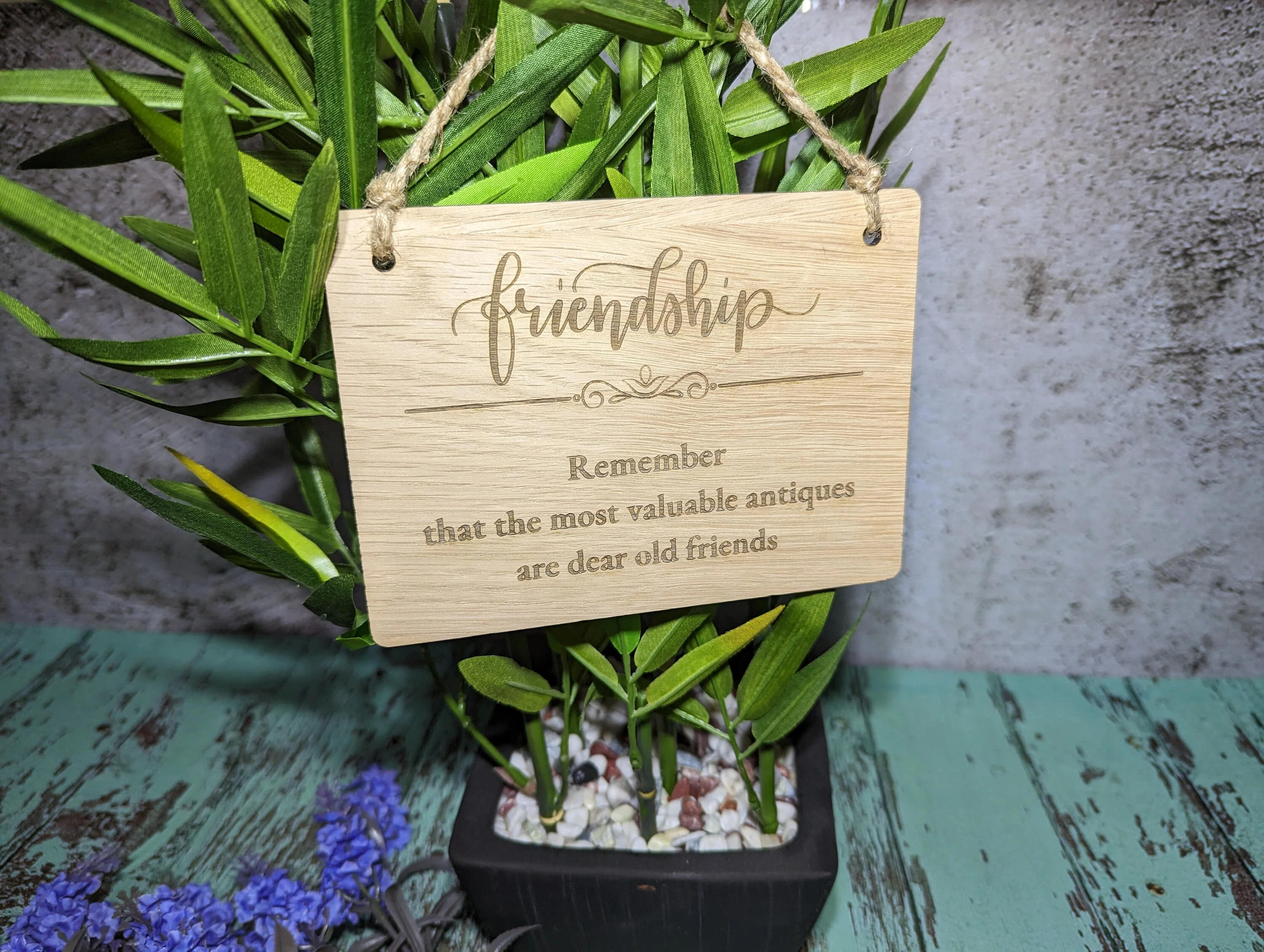 Wooden Friendship Sign, Personalised Wooden Hanging Sign, Best Friend Gift, Oak - Image 3