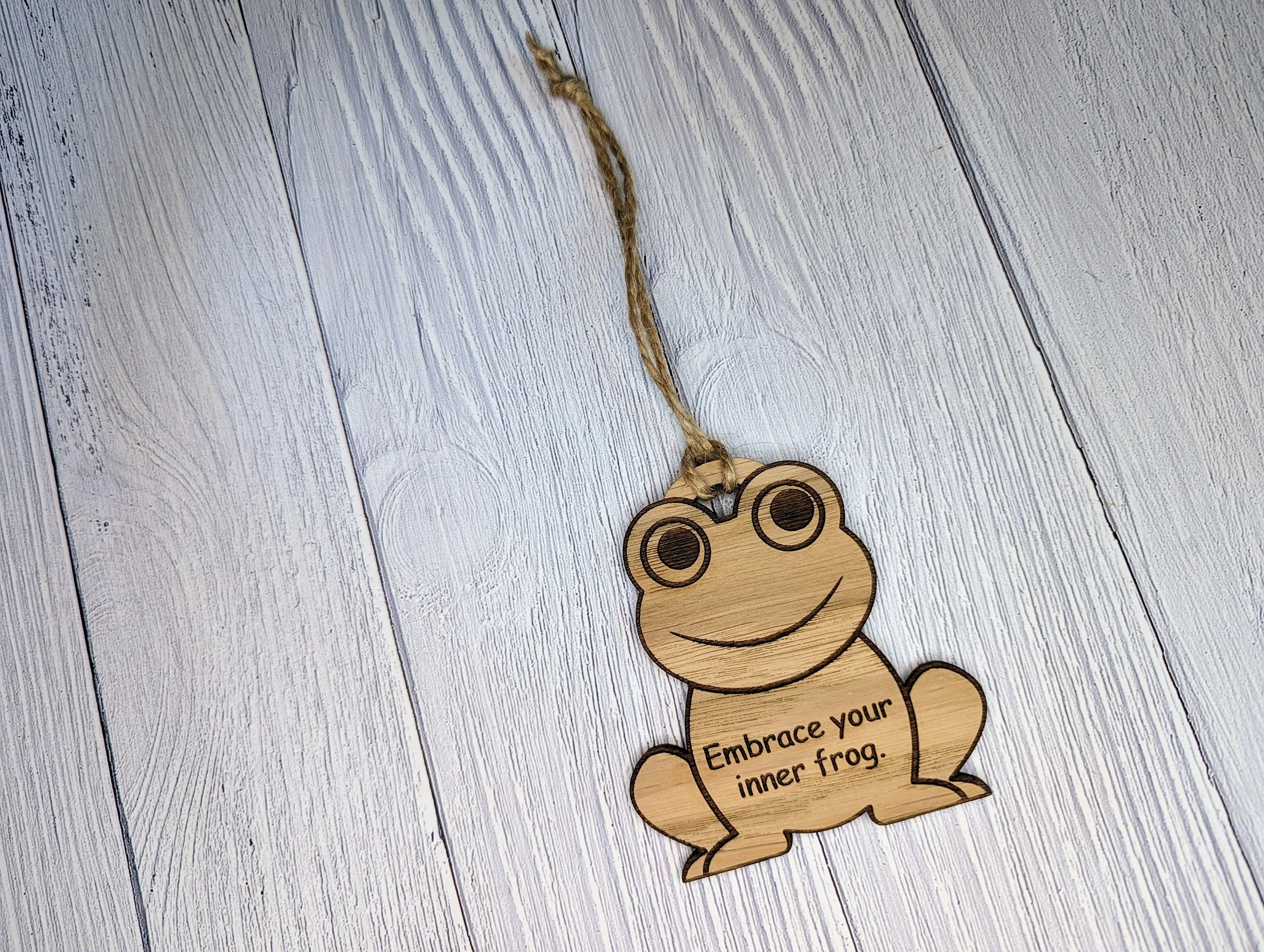 Wooden Frog Bauble | Embrace Your Inner Frog | Can Be Personalised | Oak Veneered MDF - Image 5