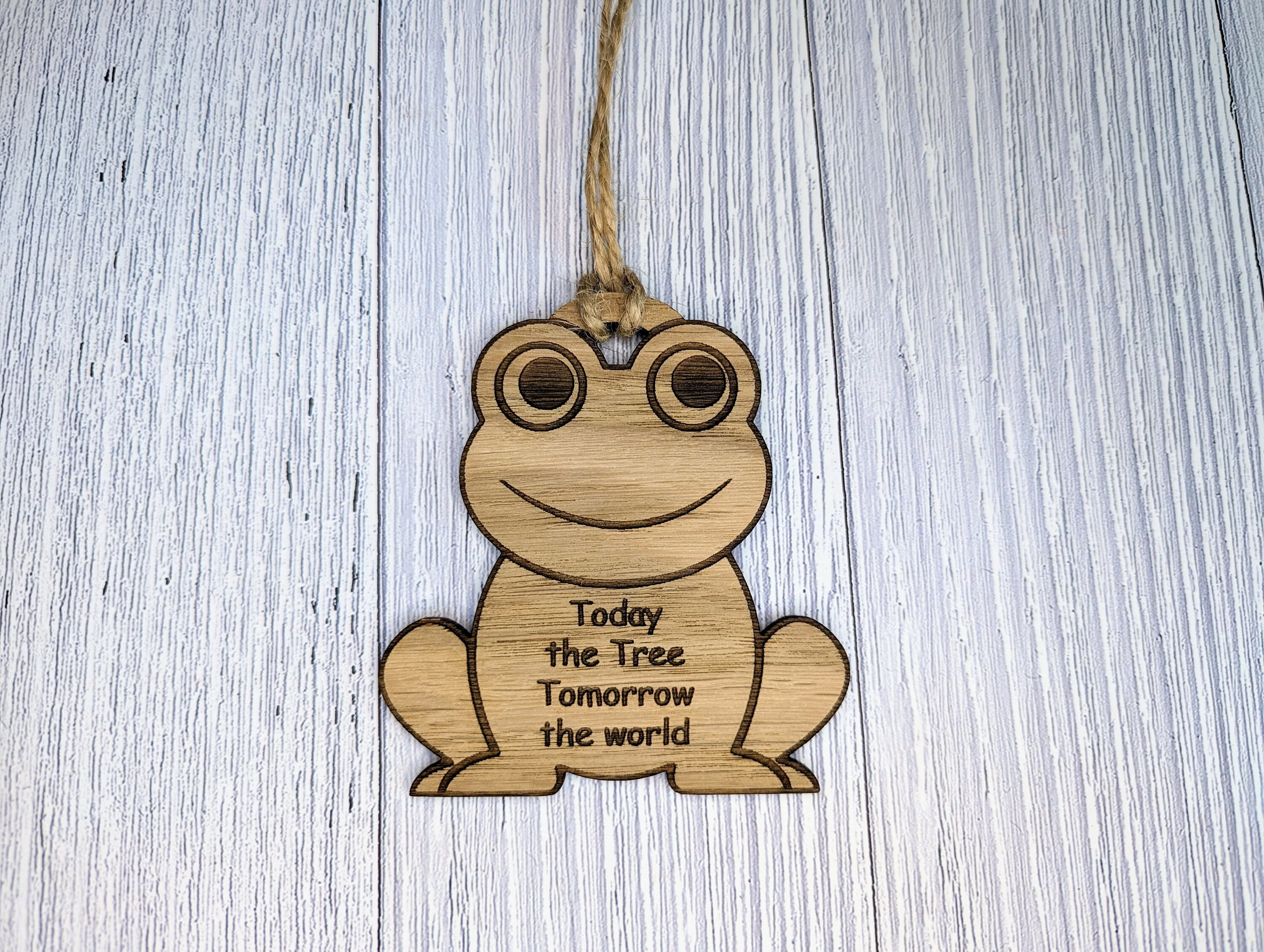 Wooden Frog Bauble | Today The Tree, Tomorrow The World | Can Be Personalised | Oak Veneered MDF - Image 5