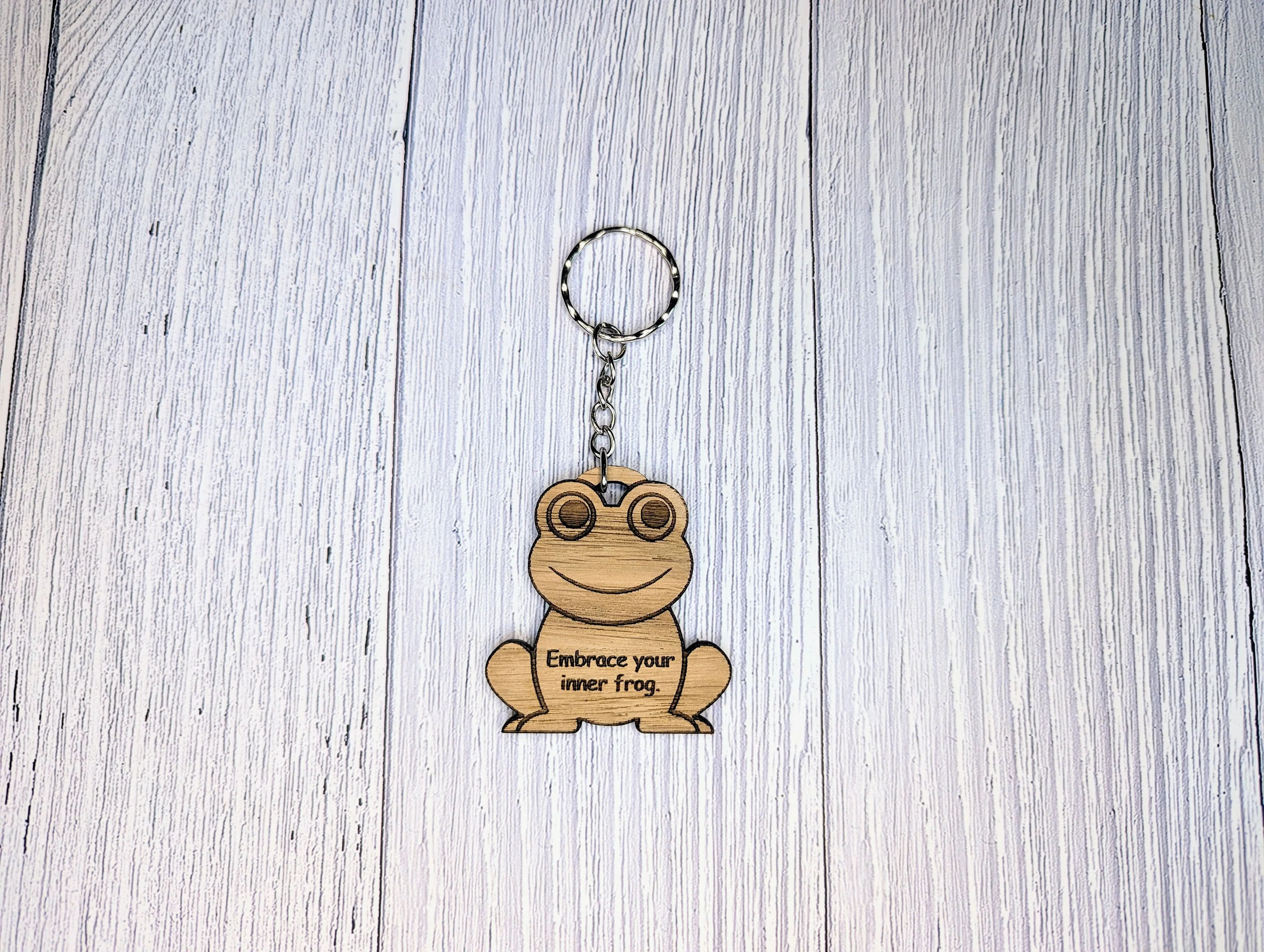 Wooden Frog Keyring | Embrace Your Inner Frog | Bag Tag | Can Be Personalised | Oak Veneered MDF - Image 6